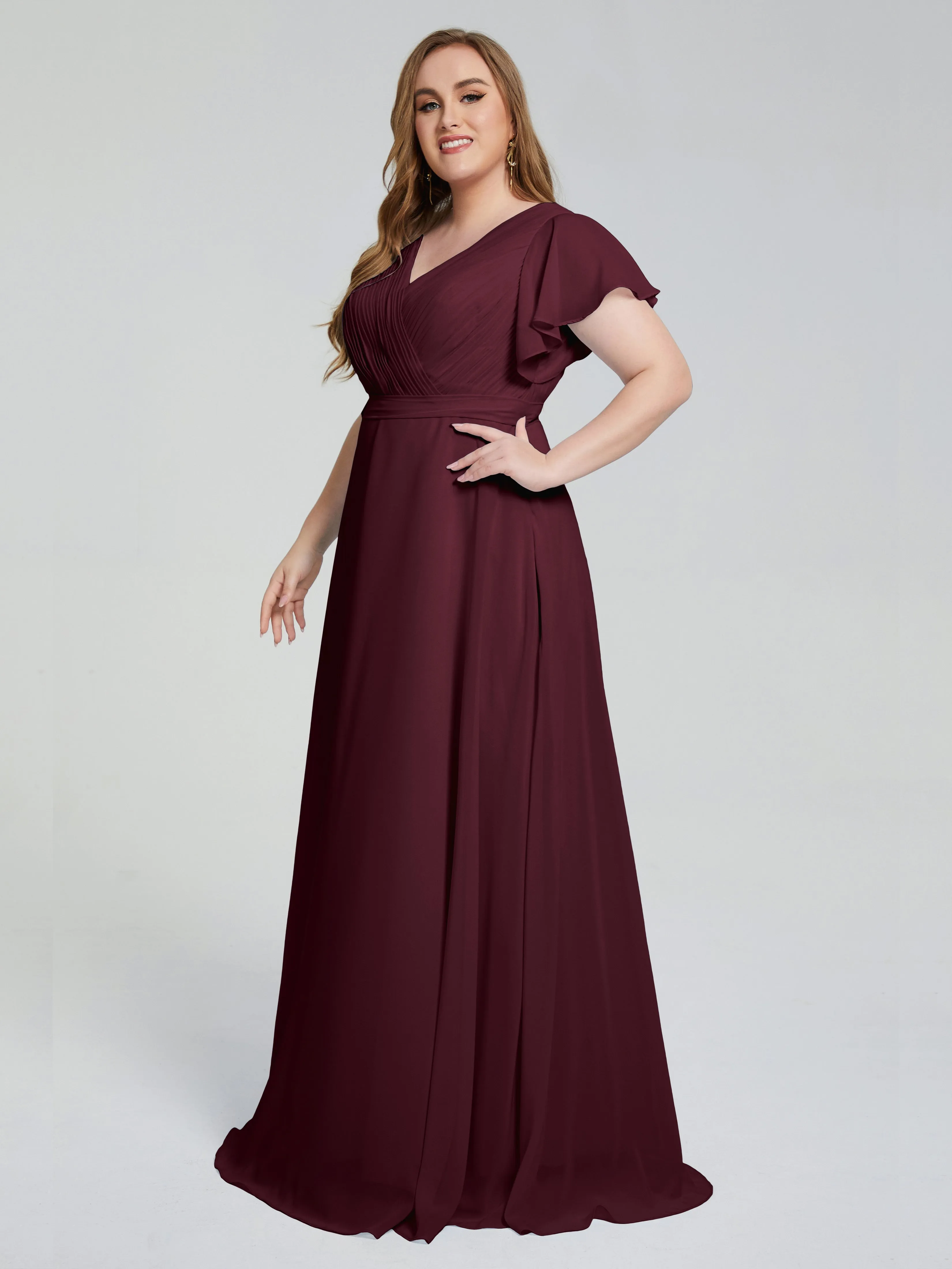 Plus Size Long Bridesmaid Dresses with Sleeves