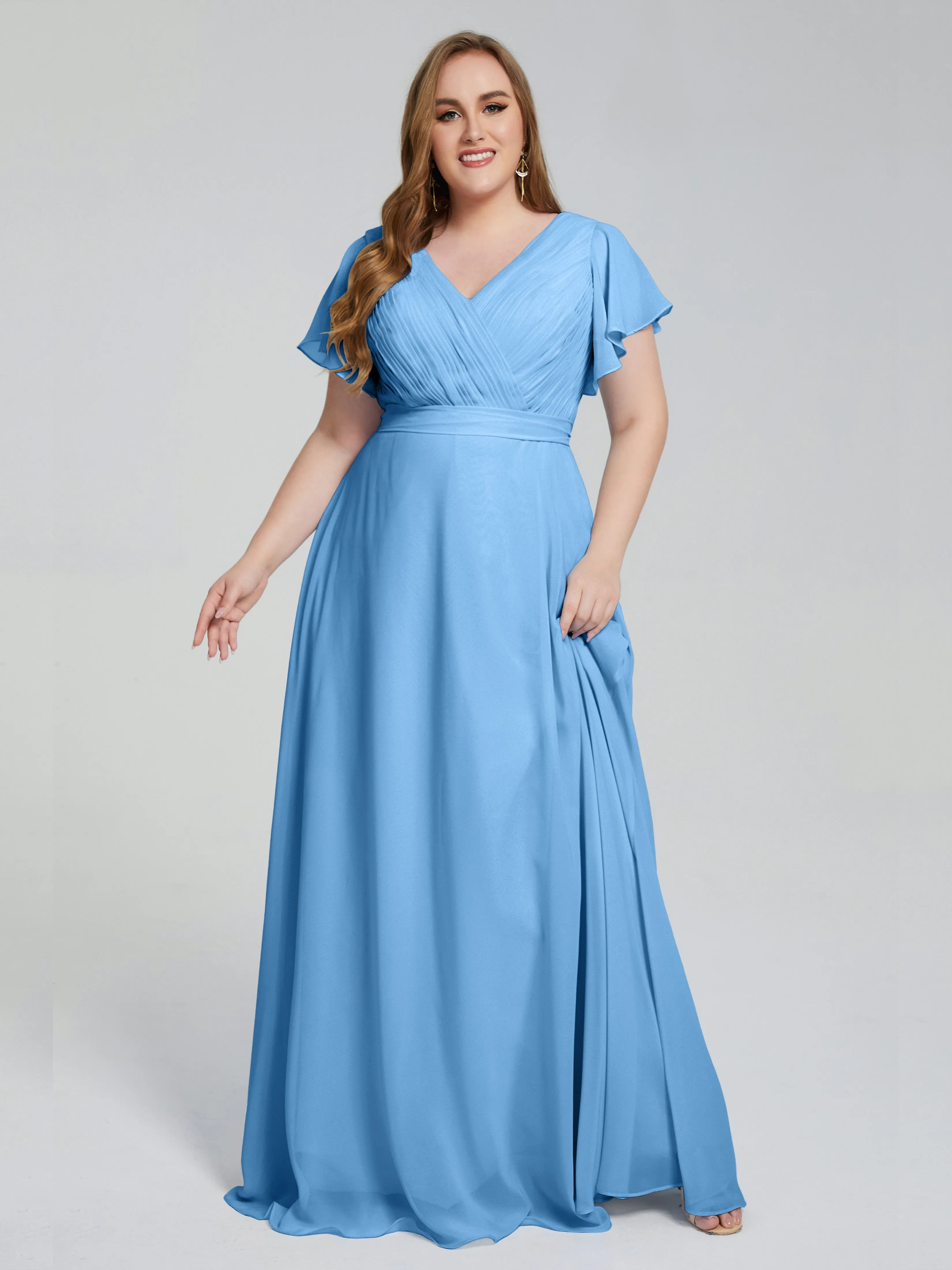 Plus Size Long Bridesmaid Dresses with Sleeves