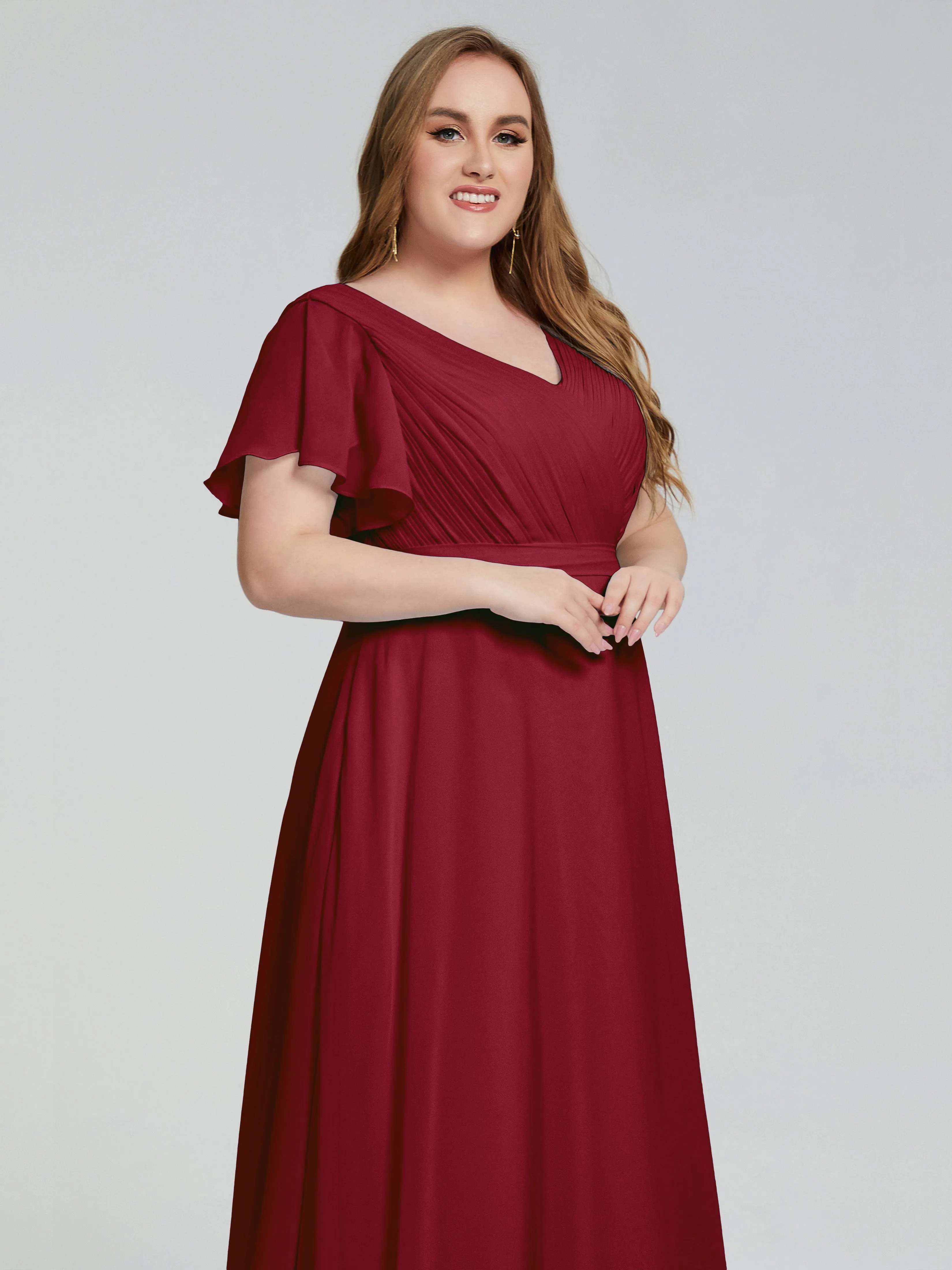 Plus Size Long Bridesmaid Dresses with Sleeves