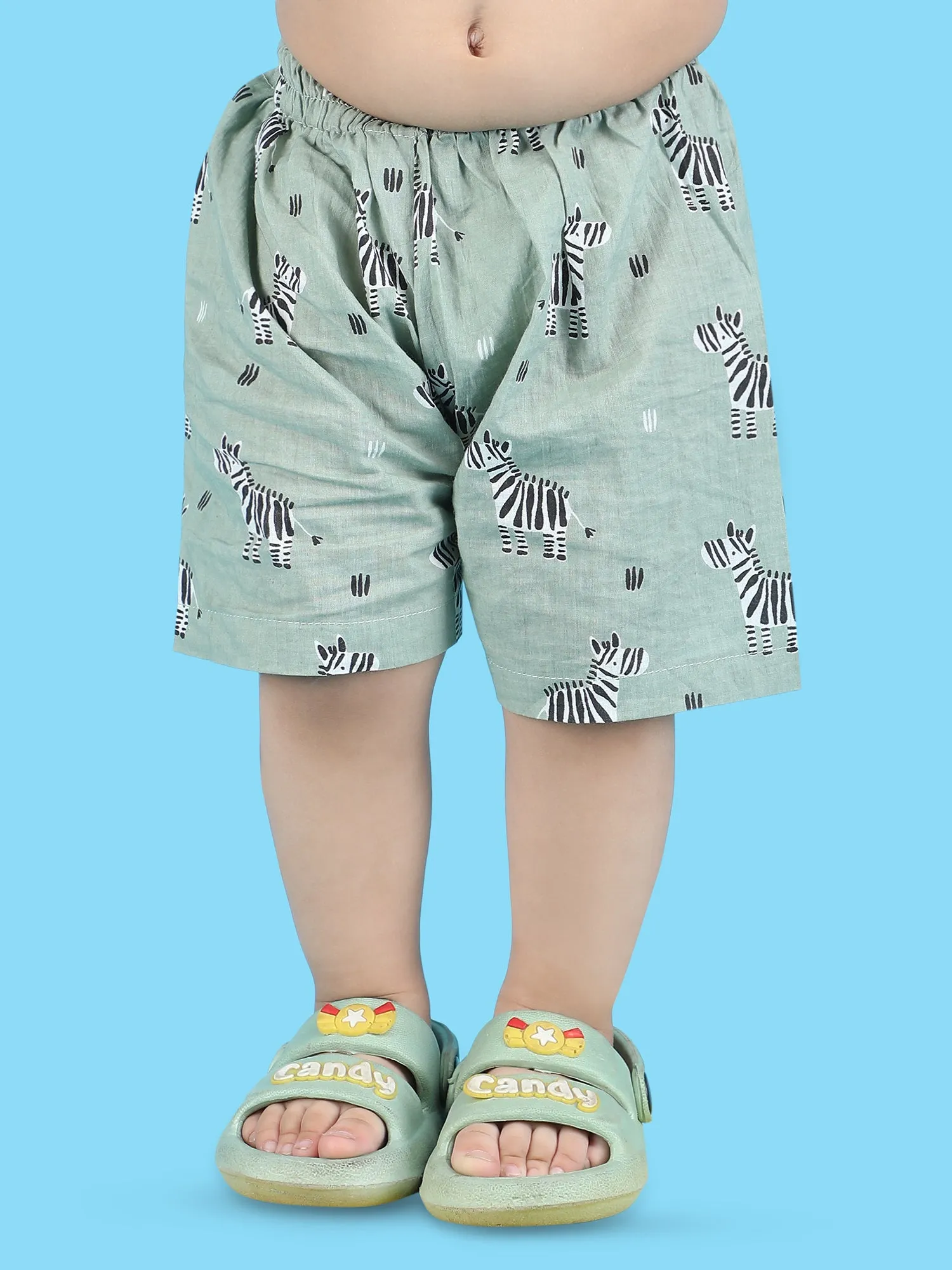 Polka Tots Cotton Half Sleeves Co-ords - Green