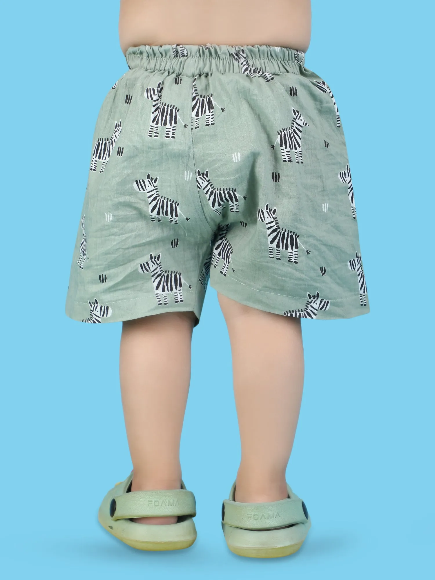 Polka Tots Cotton Half Sleeves Co-ords - Green