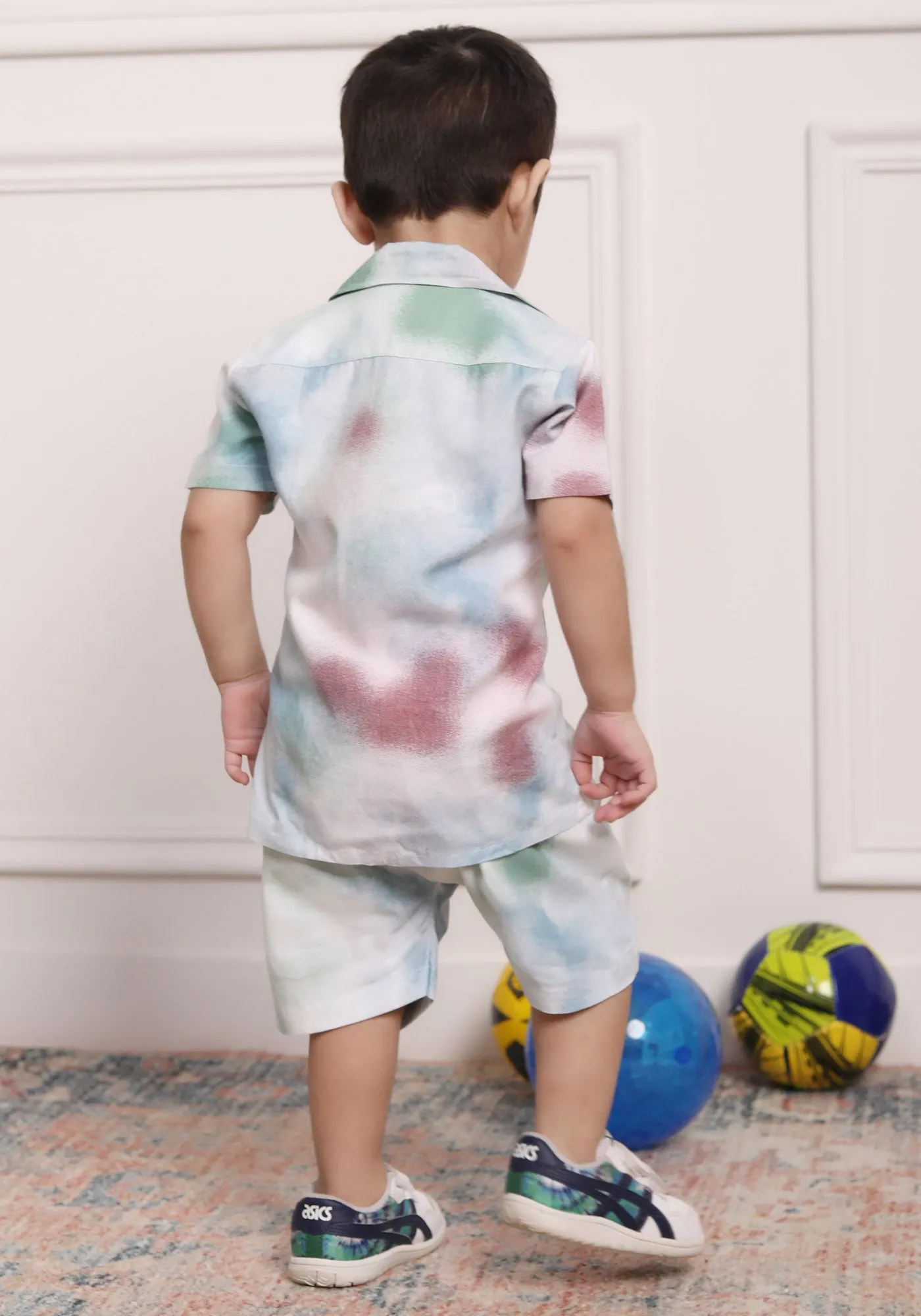 Polka Tots Cotton Half Sleeves Shirt With Shorts/Co-ord-White