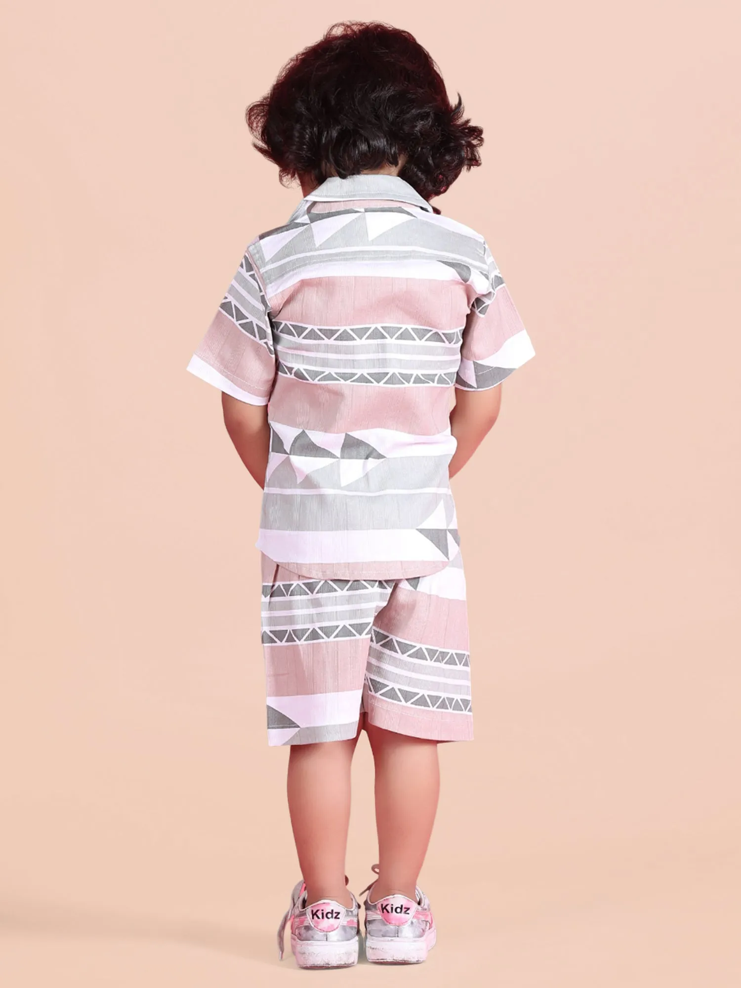 Polka Tots Half Sleeves Co-ord Shorts - Brown