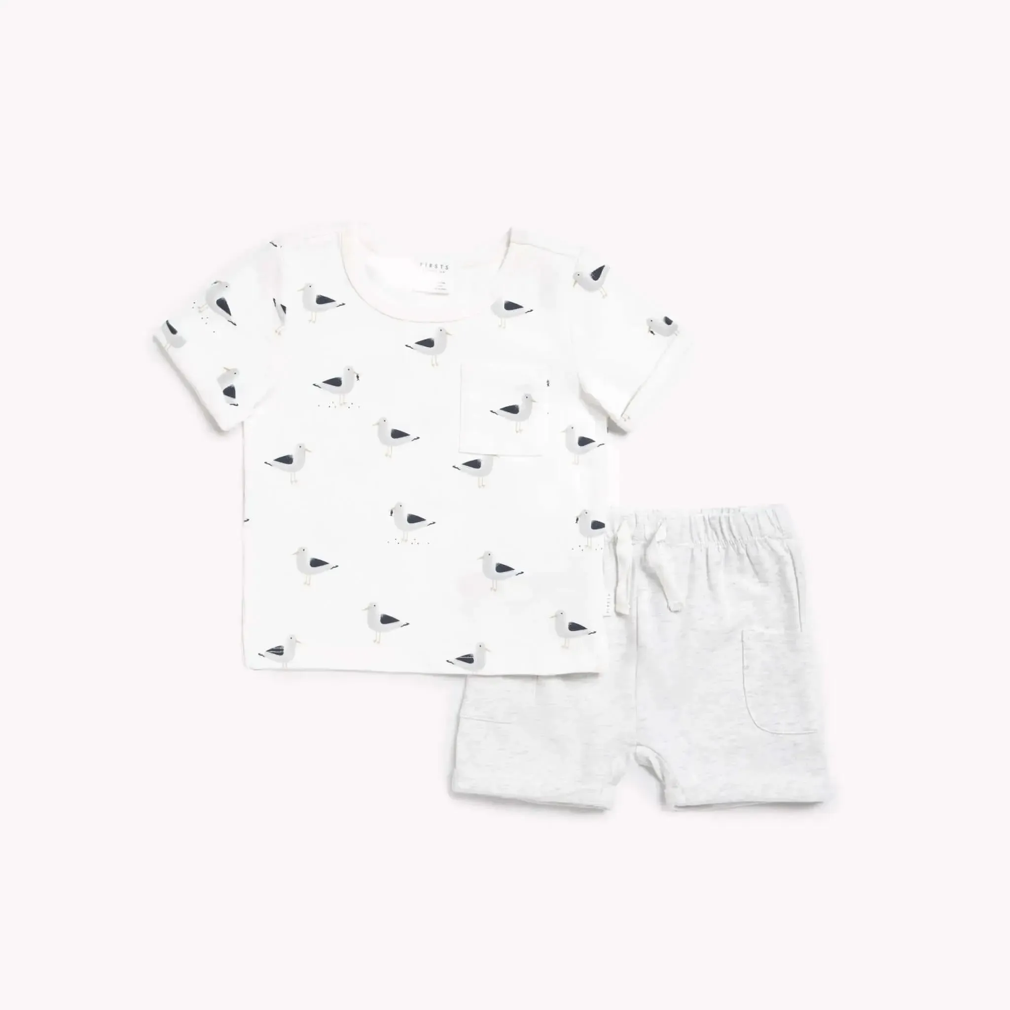 "Seaside Seagulls" 2-piece Outfit Set | Petit Lem