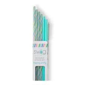 Rainbow Stripe Reusable Straw Set