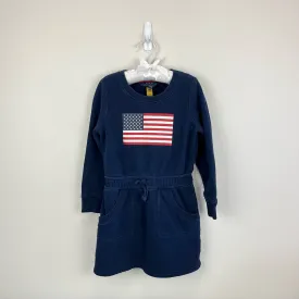 Ralph Lauren Girls Flag Blend Fleece Dress Navy 5T