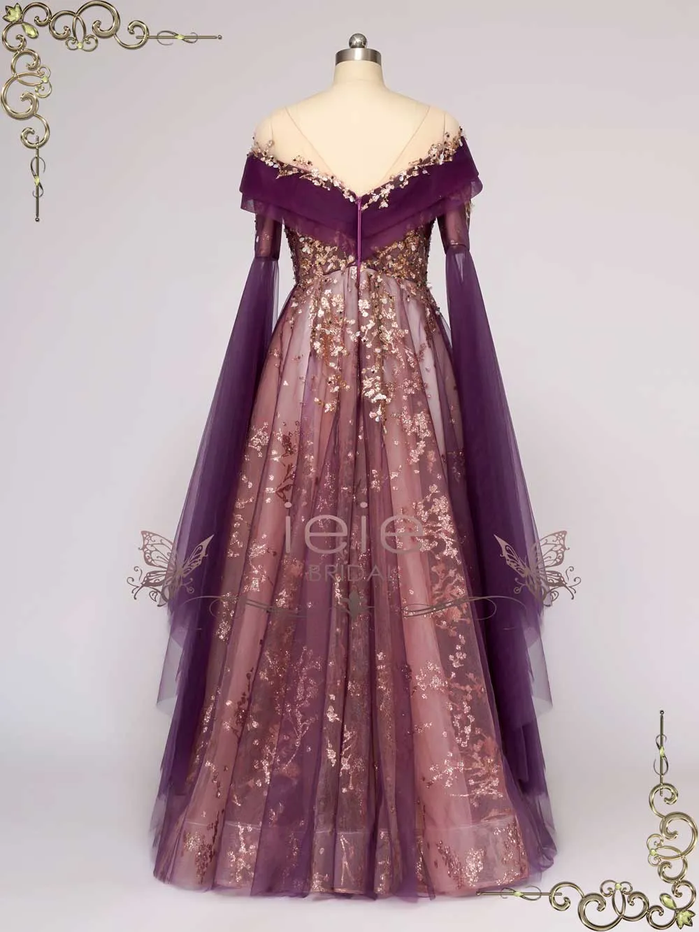 Ready to Wear Unique Purple Gold Medieval Wedding Dress ANNORA