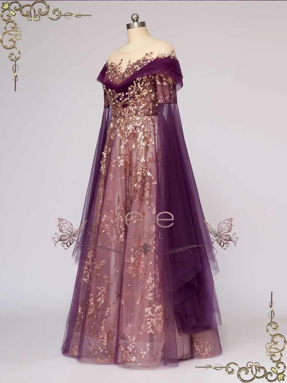 Ready to Wear Unique Purple Gold Medieval Wedding Dress ANNORA