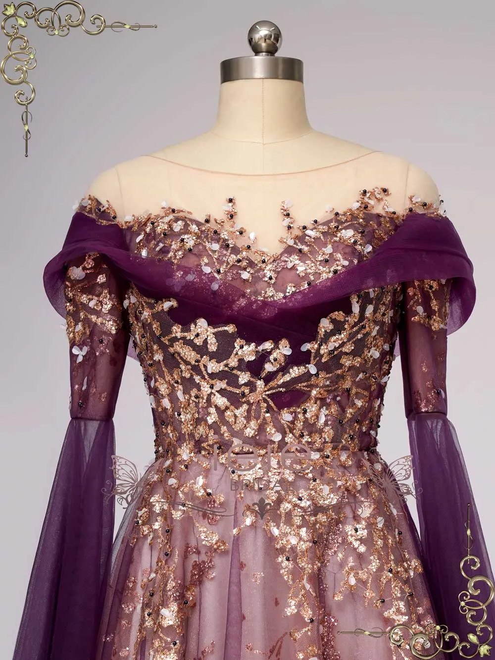 Ready to Wear Unique Purple Gold Medieval Wedding Dress ANNORA