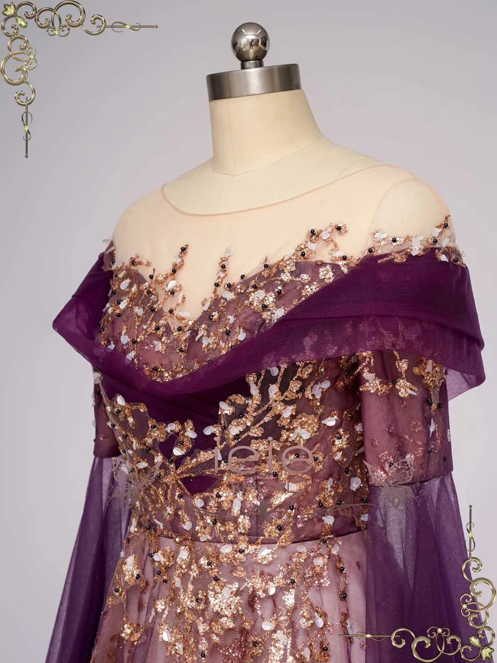 Ready to Wear Unique Purple Gold Medieval Wedding Dress ANNORA
