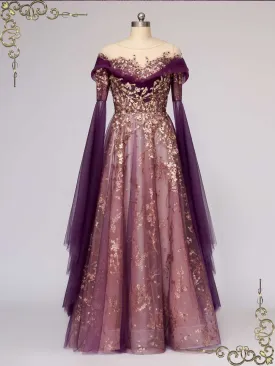 Ready to Wear Unique Purple Gold Medieval Wedding Dress ANNORA