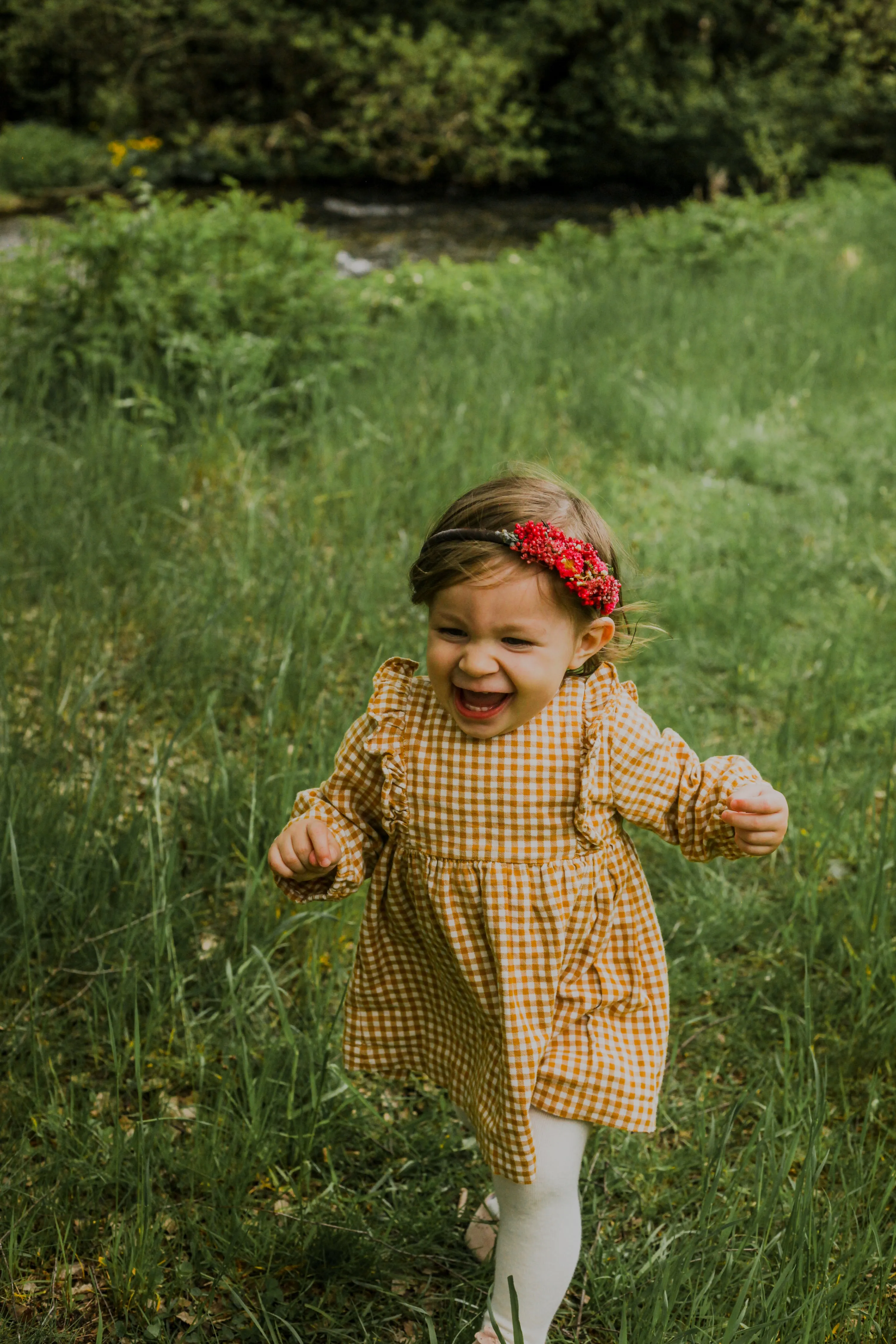 Red flower headband for flower girl