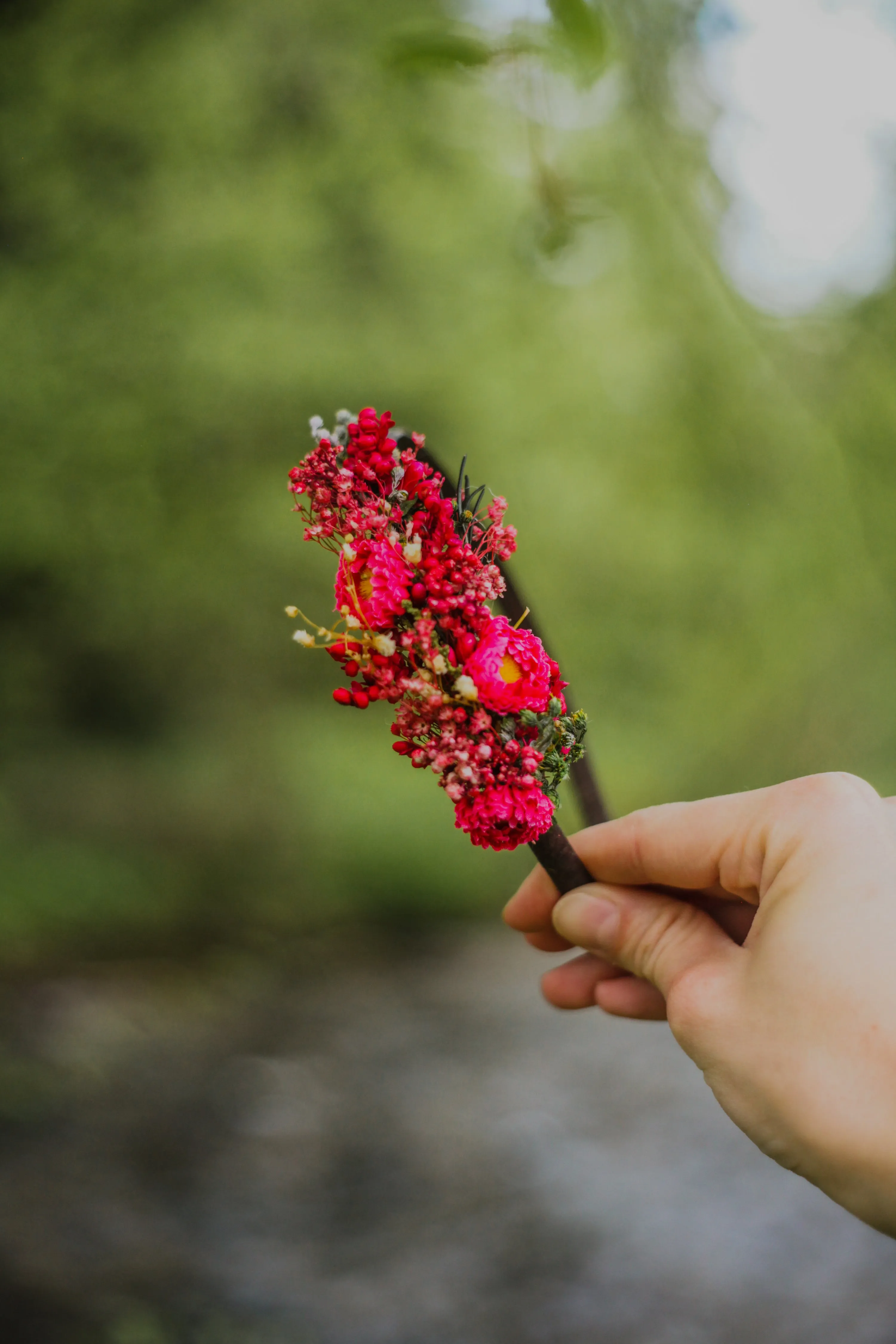 Red flower headband for flower girl