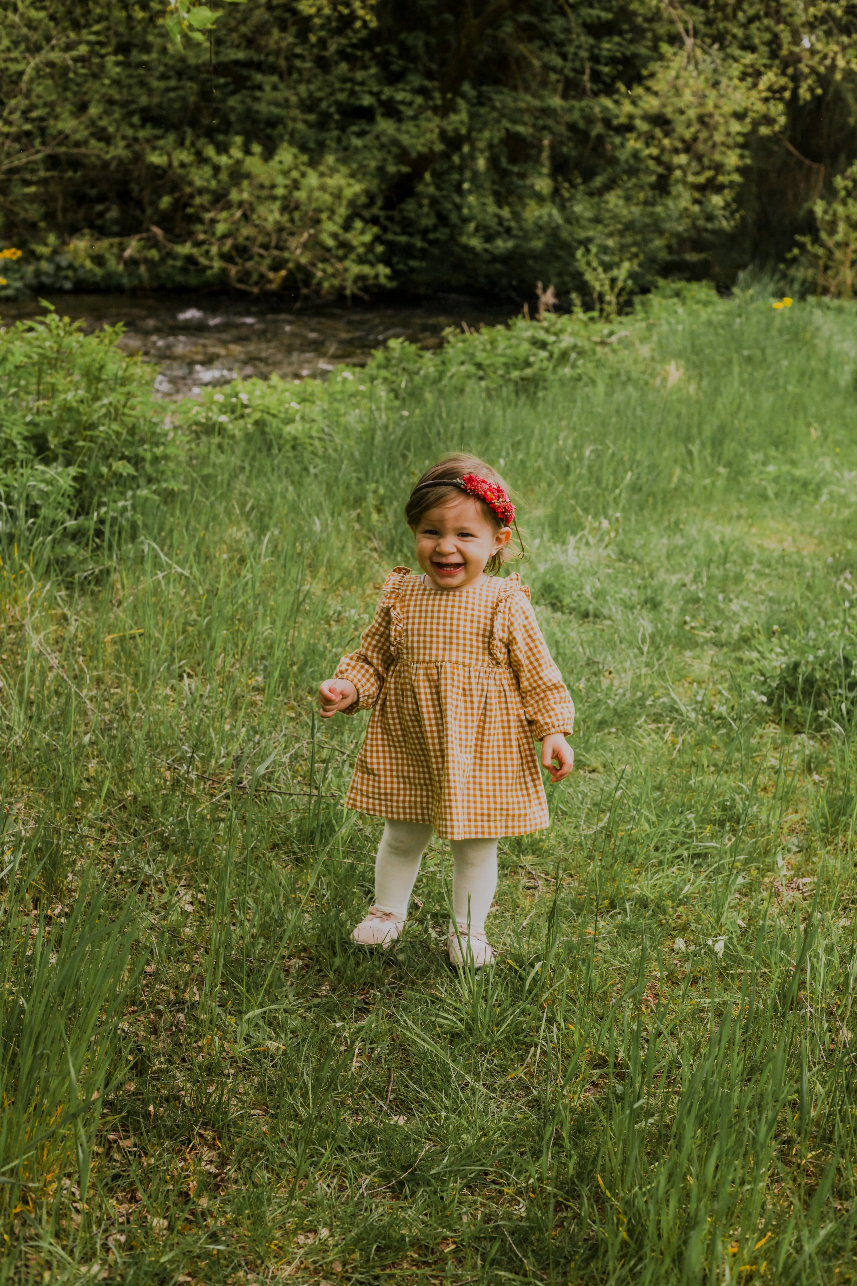 Red flower headband for flower girl