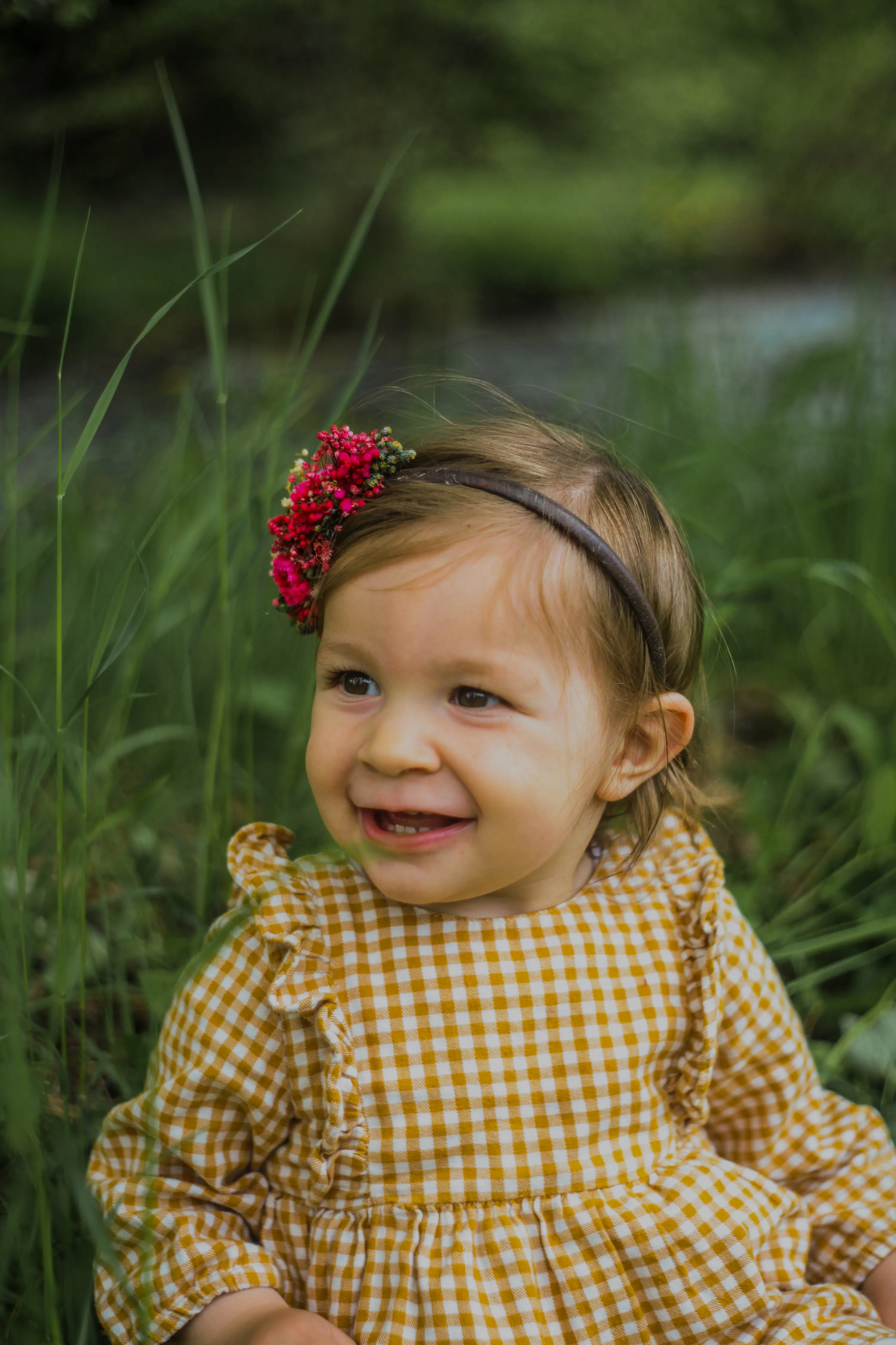 Red flower headband for flower girl