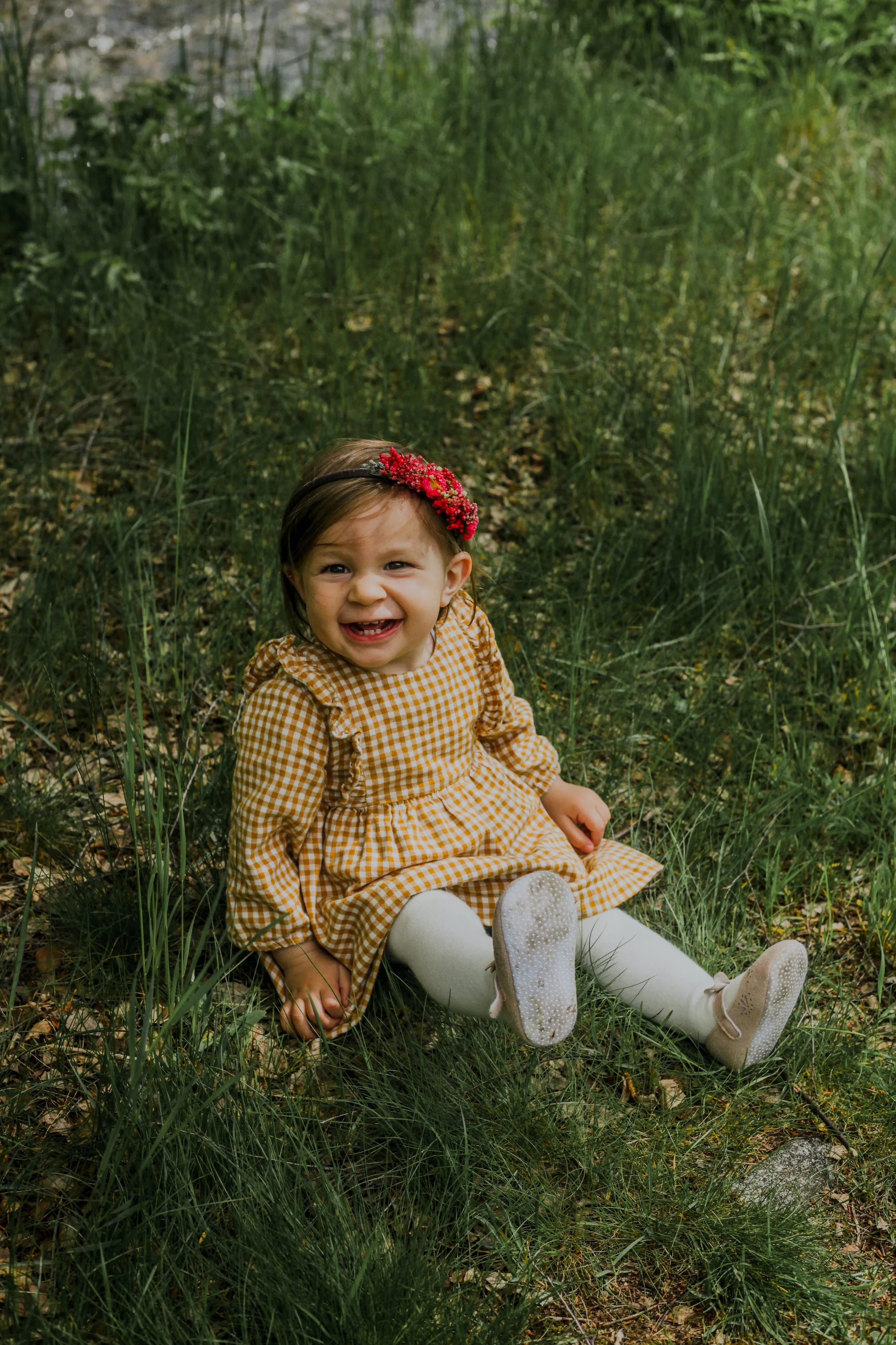 Red flower headband for flower girl