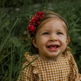 Red flower headband for flower girl