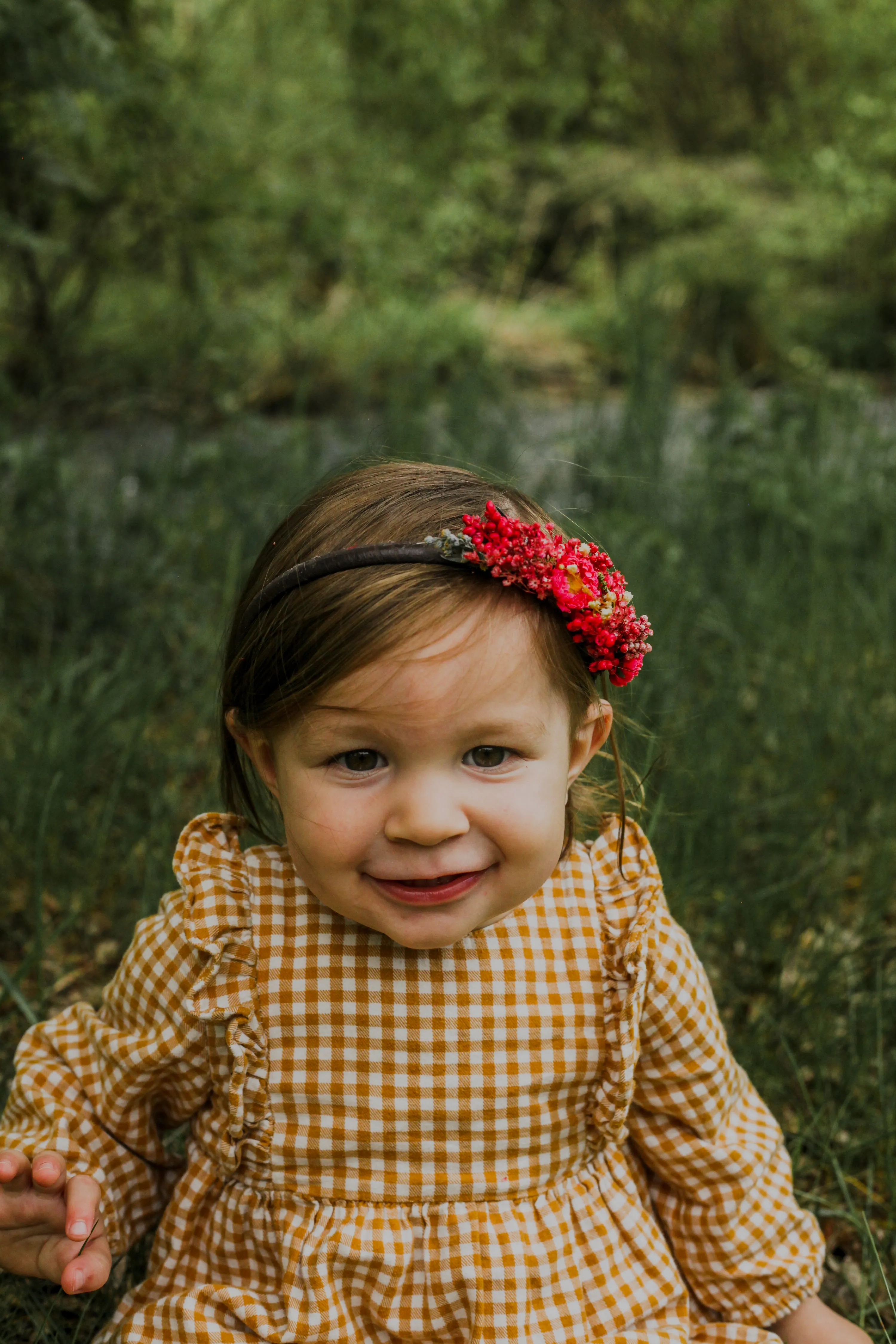 Red flower headband for flower girl