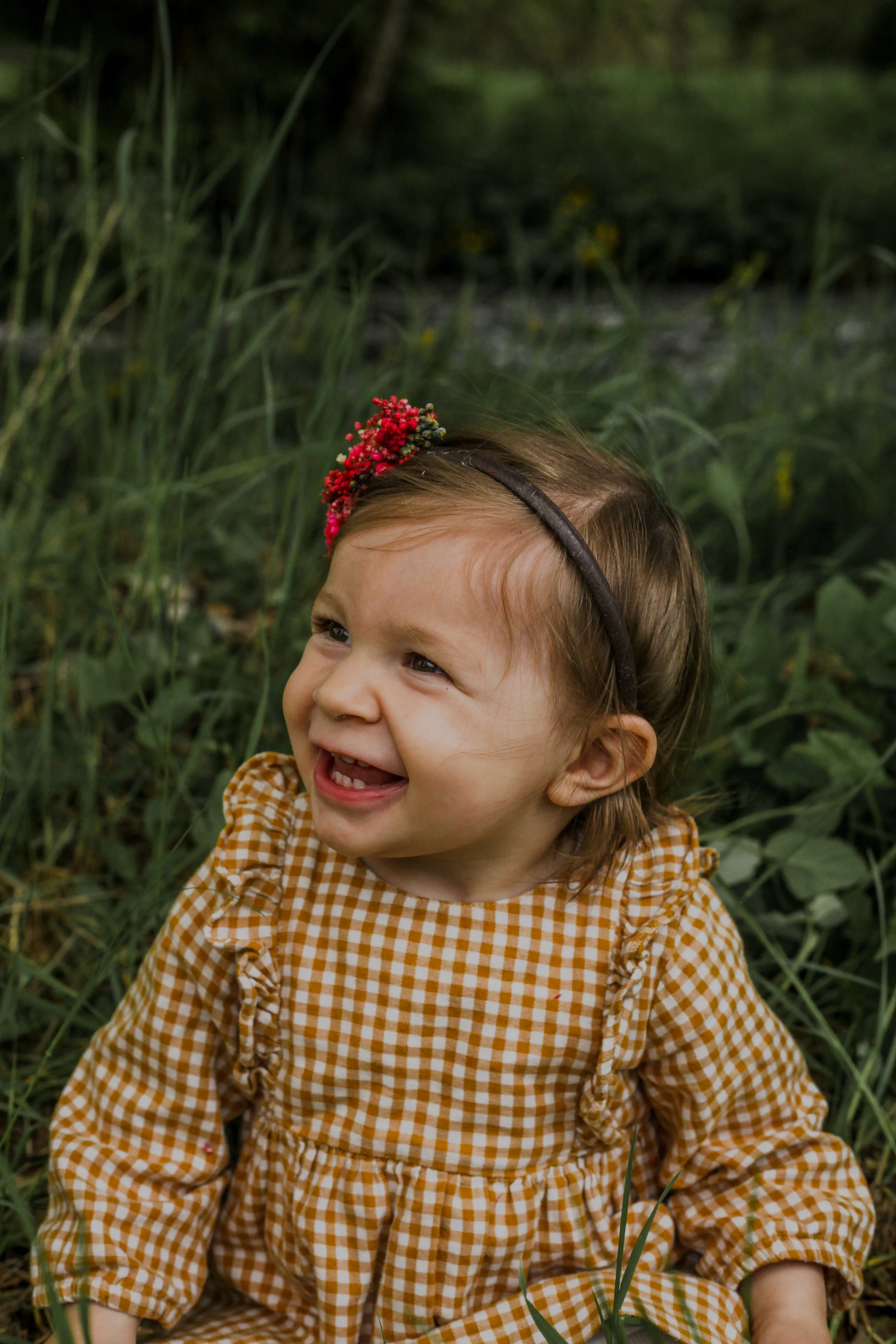 Red flower headband for flower girl