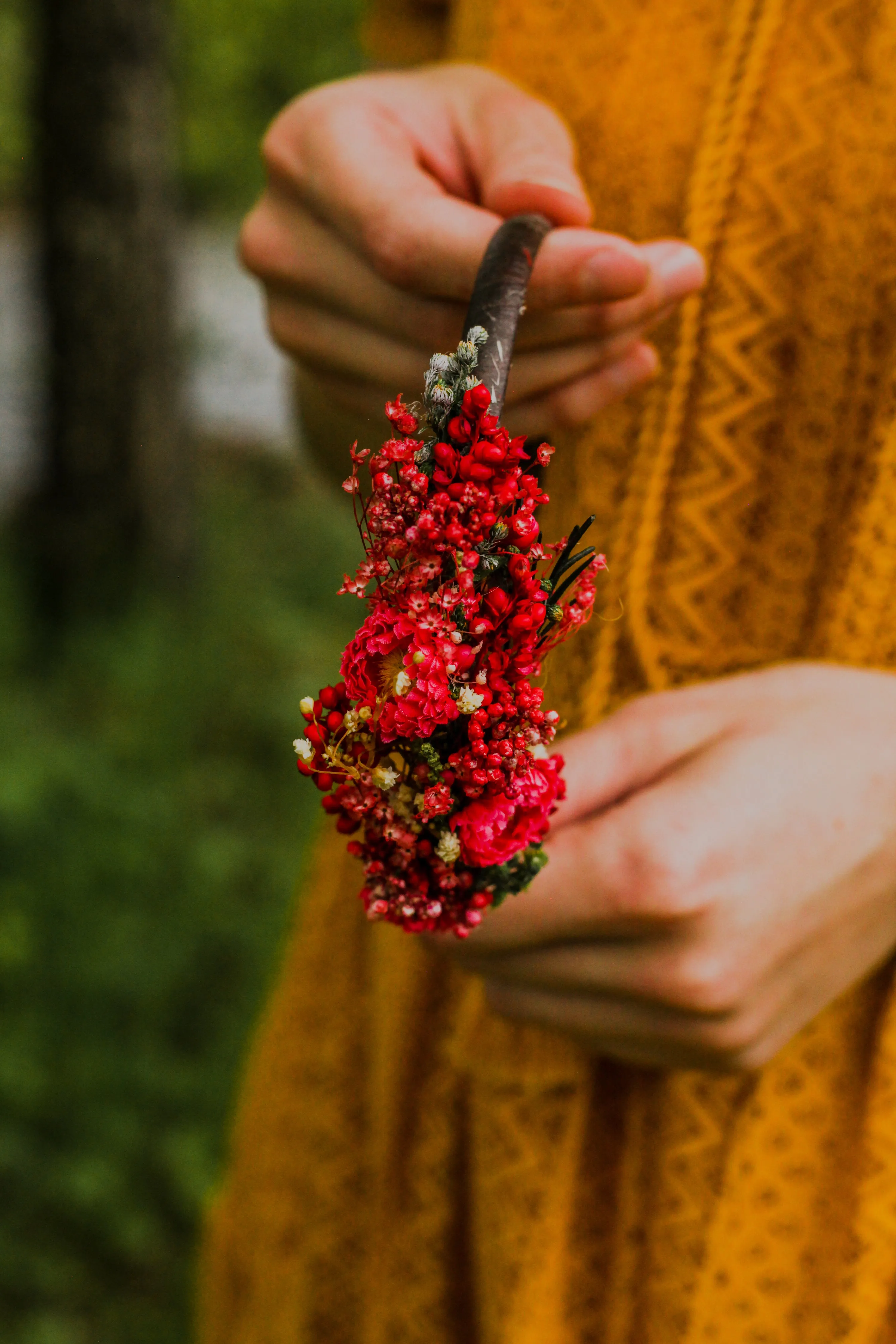 Red flower headband for flower girl