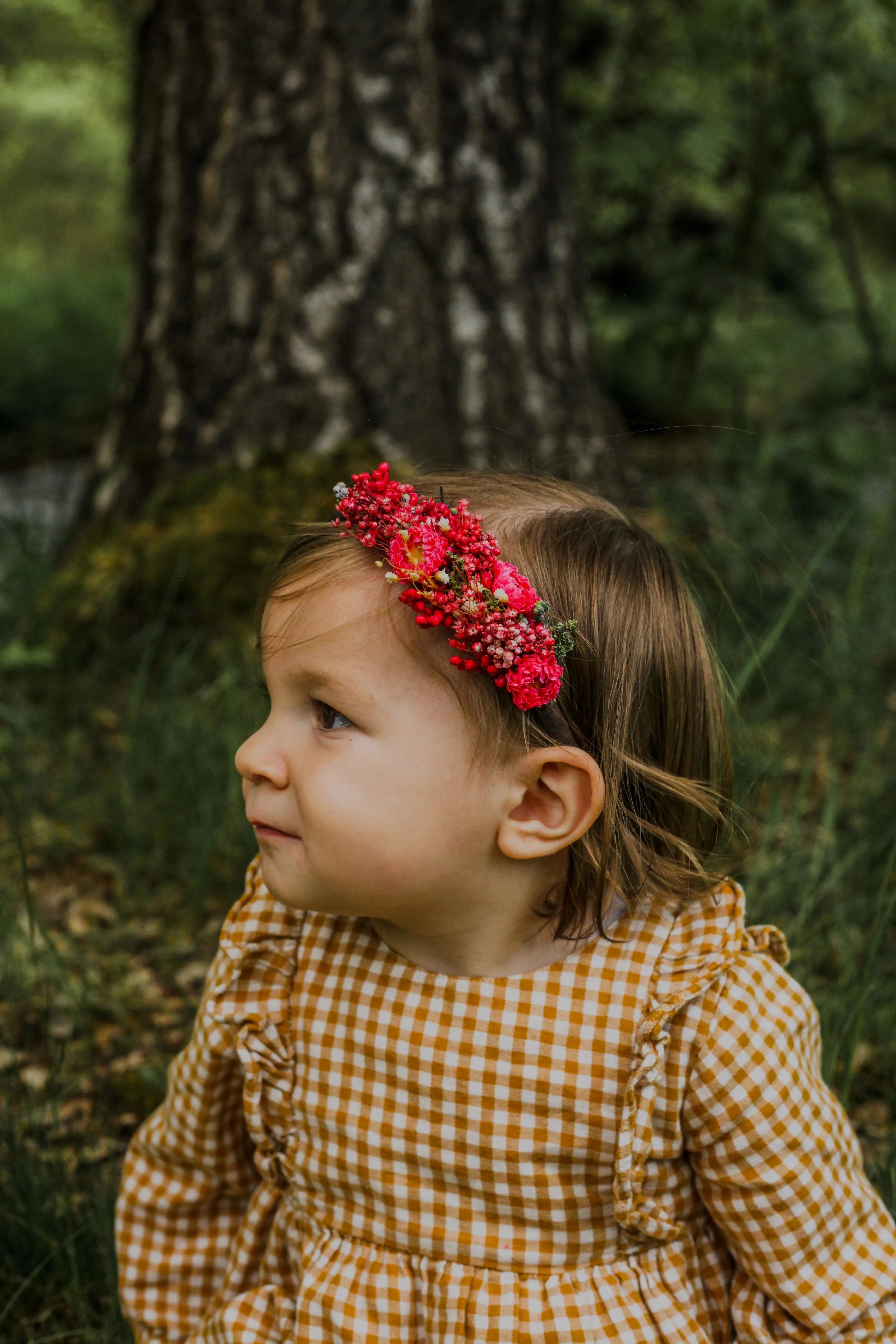Red flower headband for flower girl