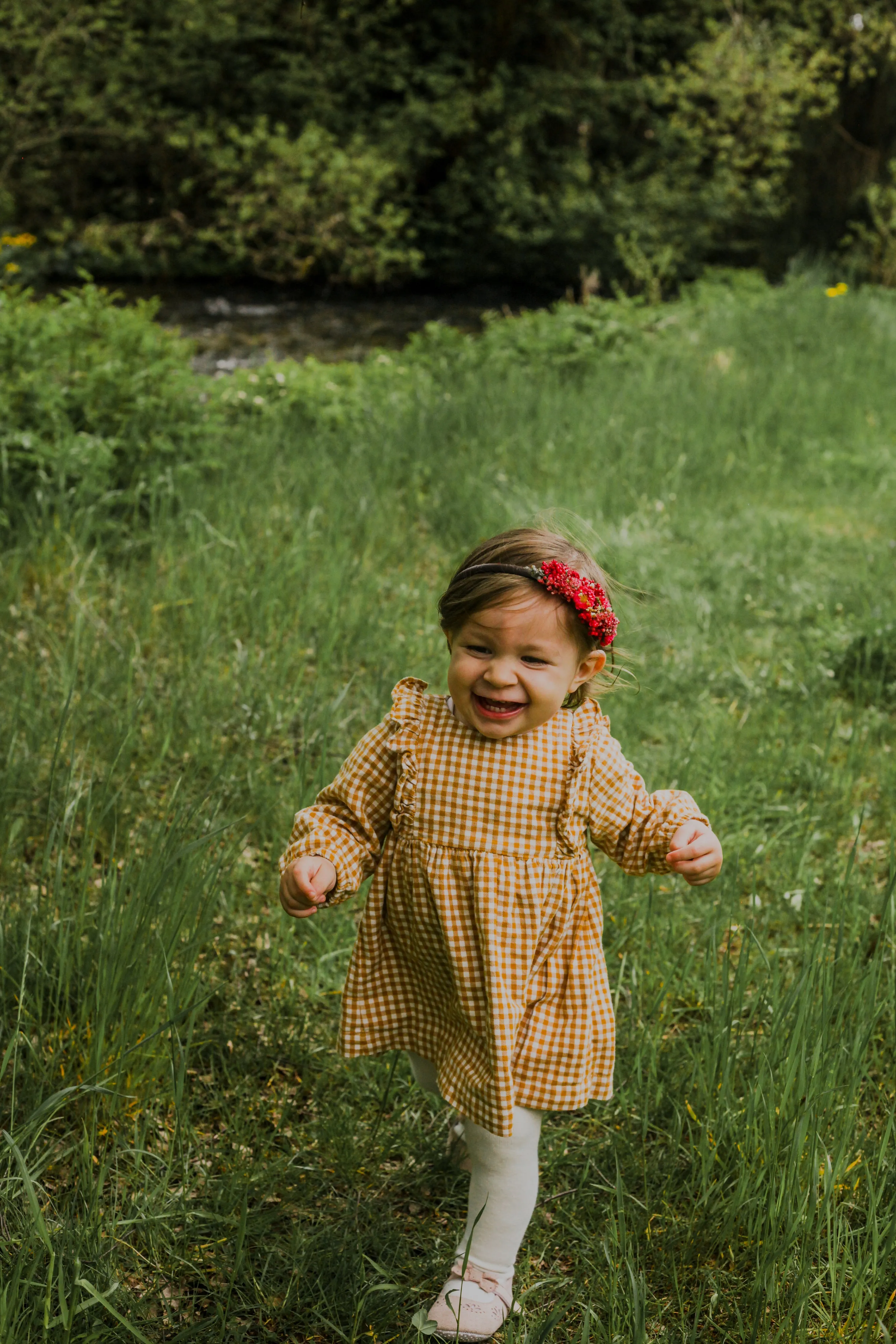 Red flower headband for flower girl