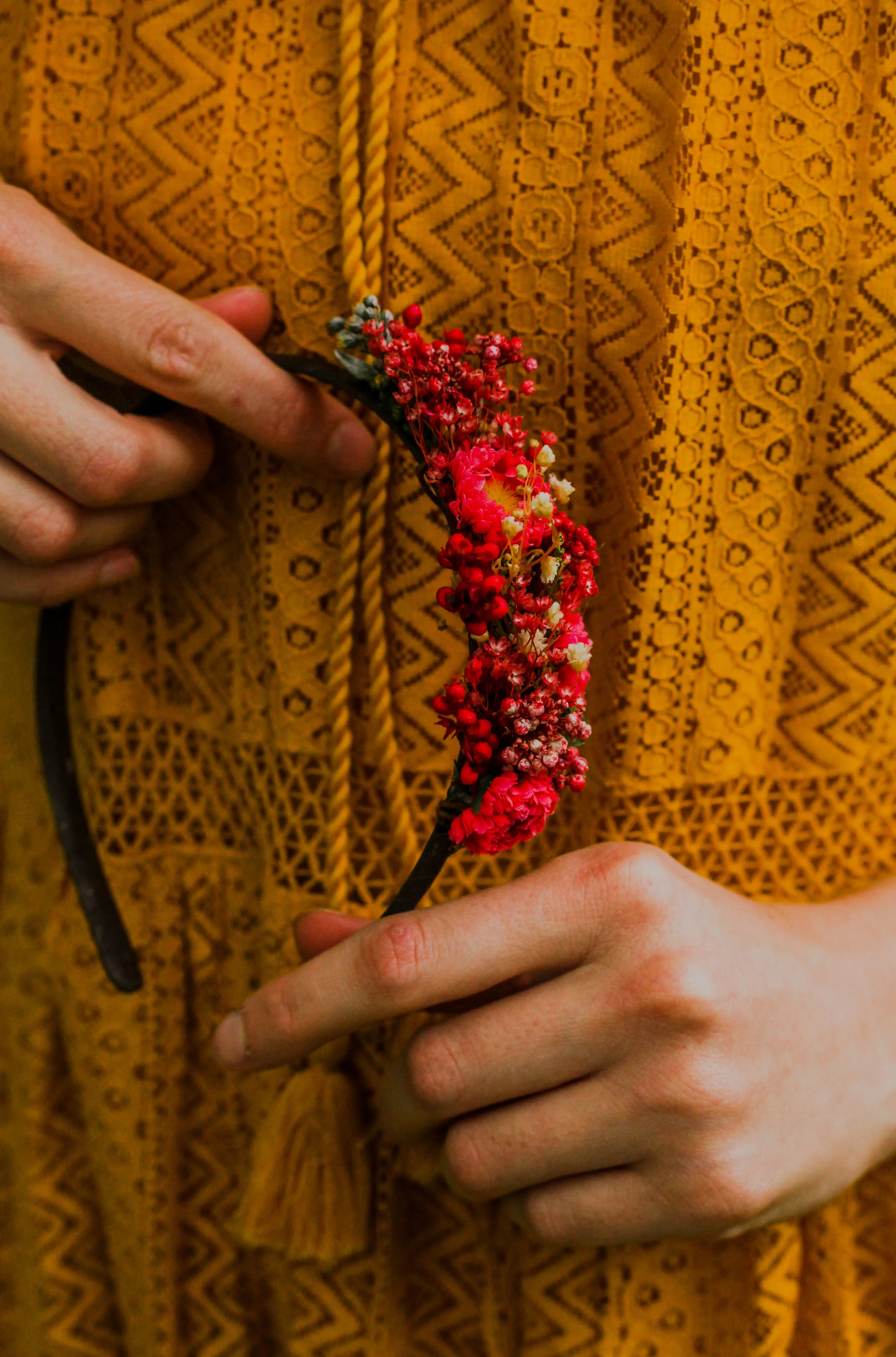 Red flower headband for flower girl