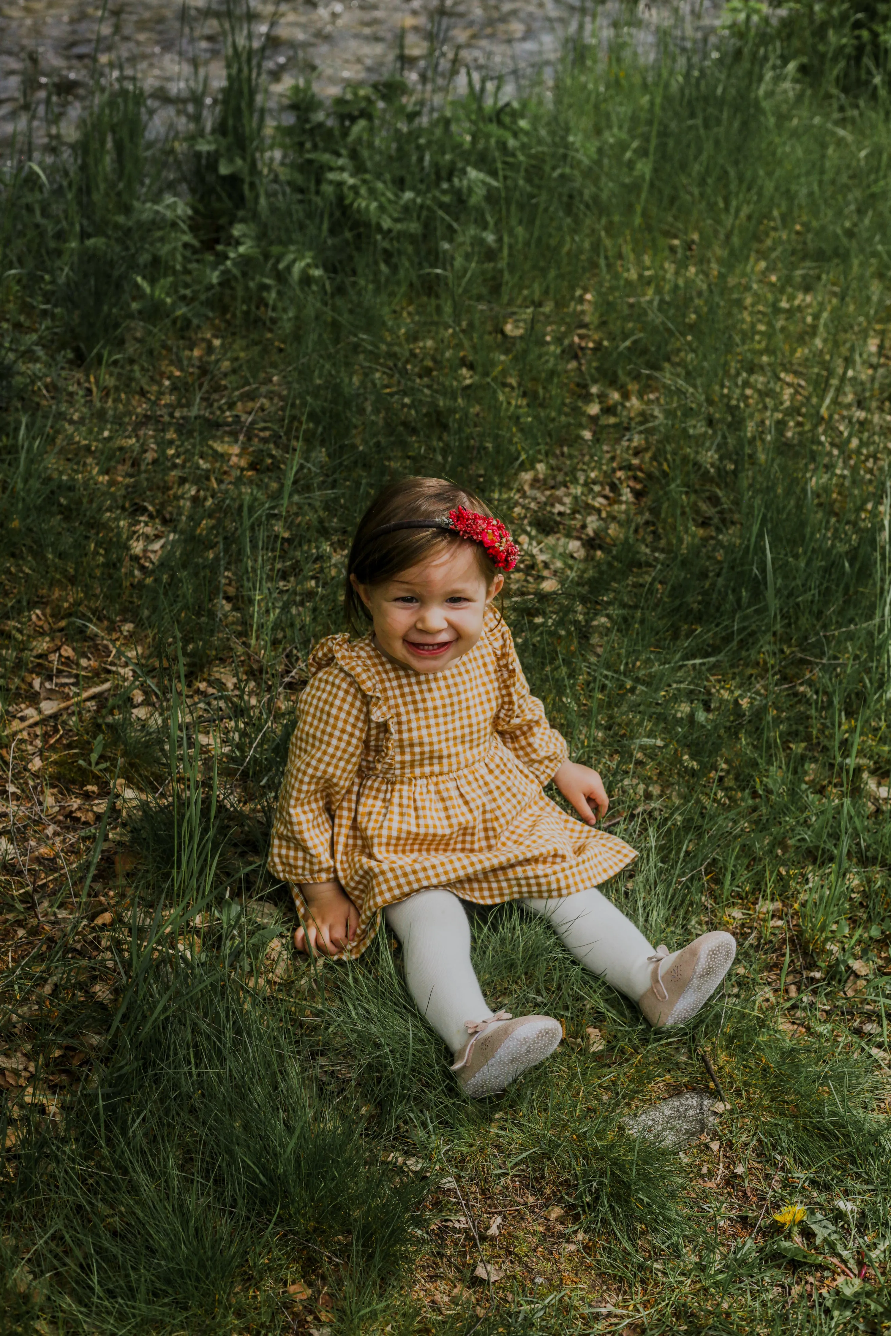 Red flower headband for flower girl