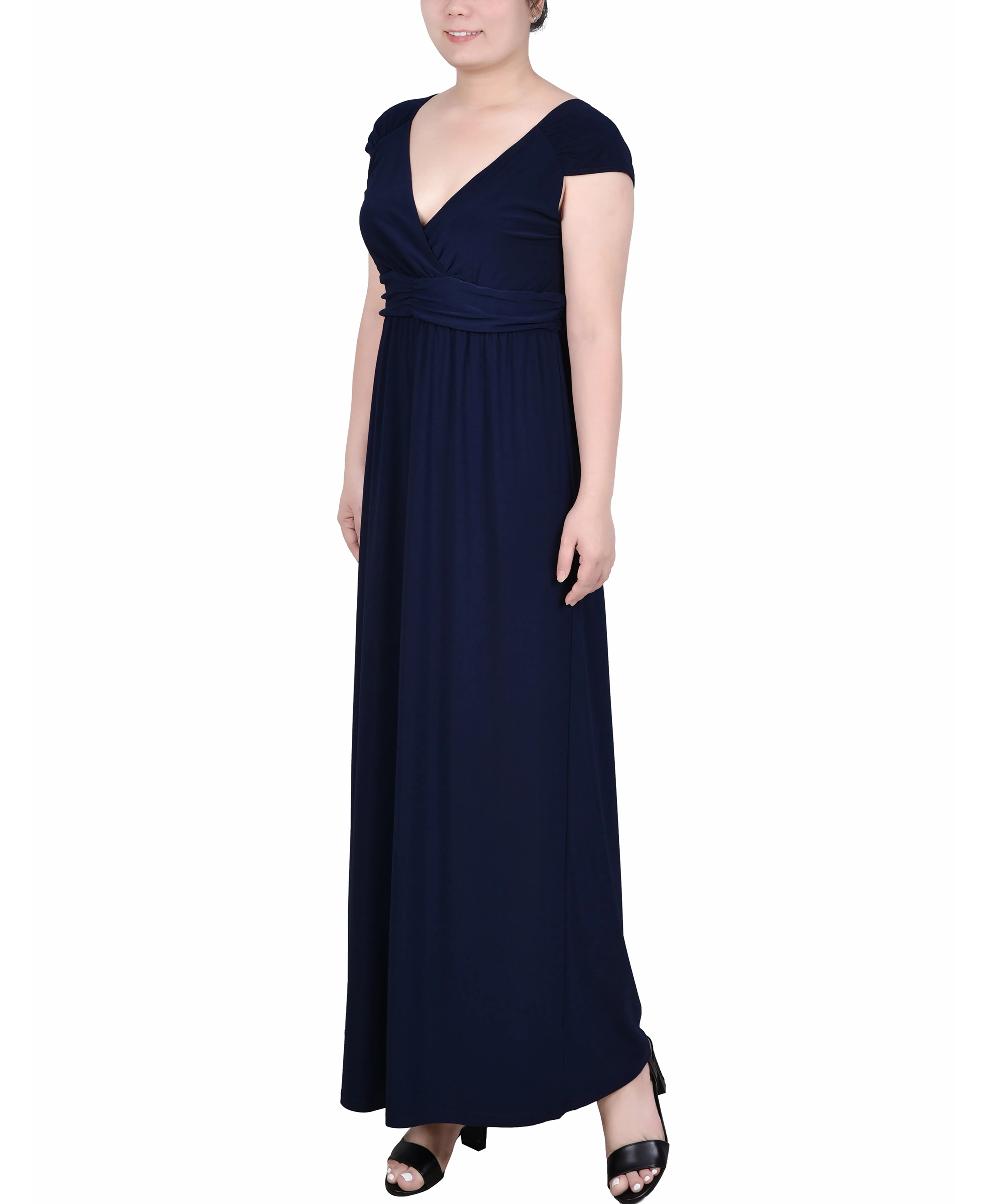 Ruched Empire-Waist Maxi Dress