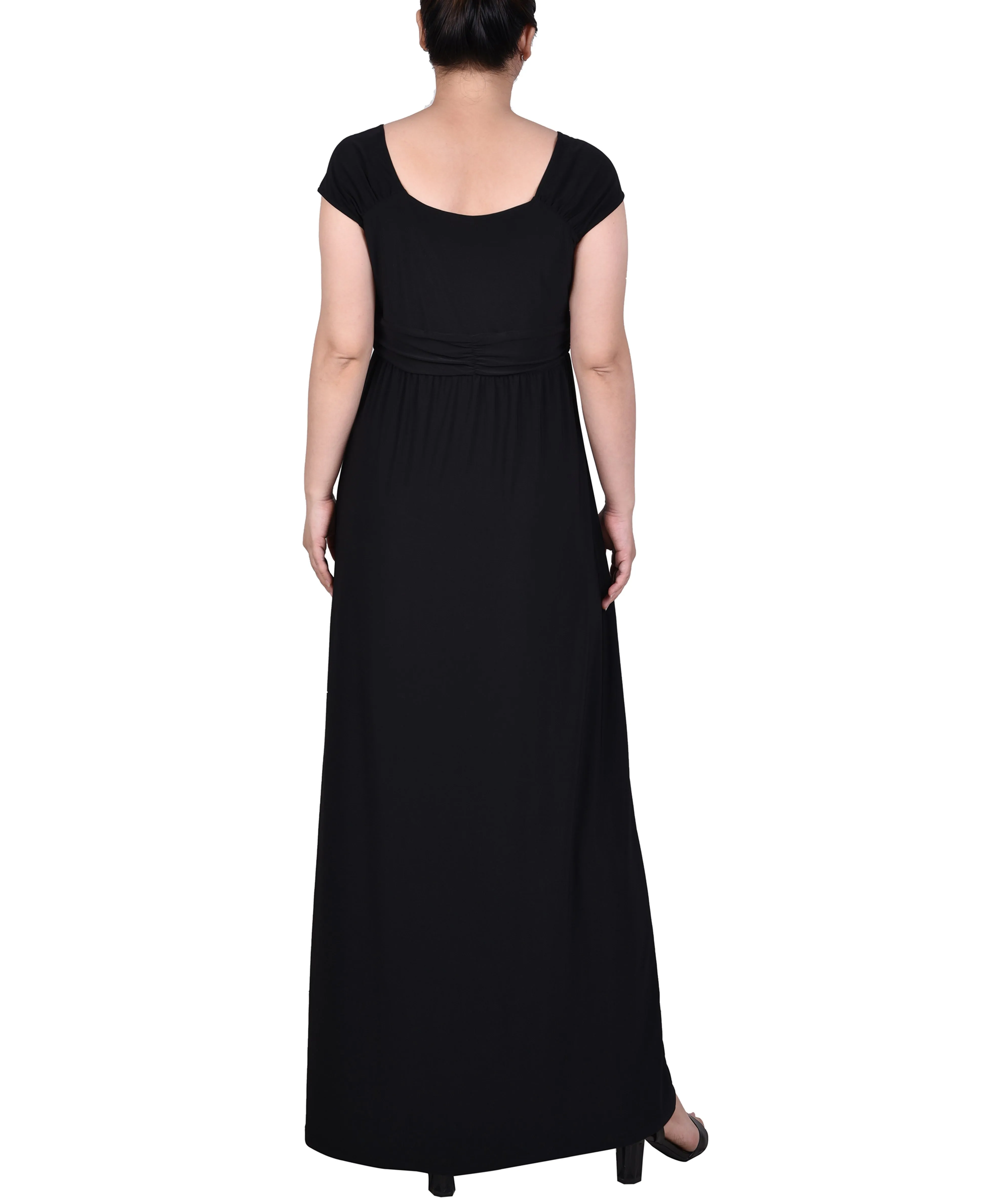 Ruched Empire-Waist Maxi Dress