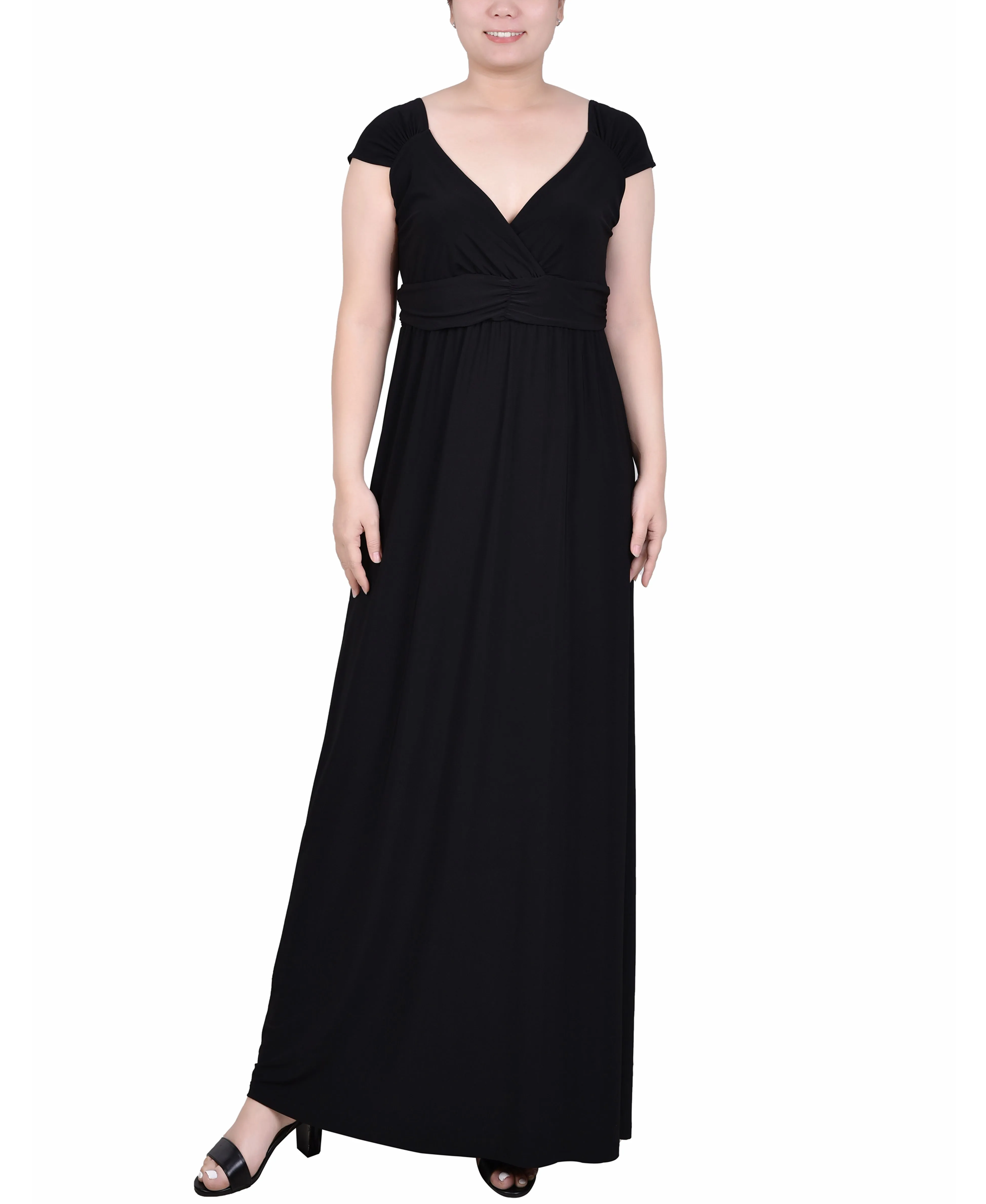 Ruched Empire-Waist Maxi Dress