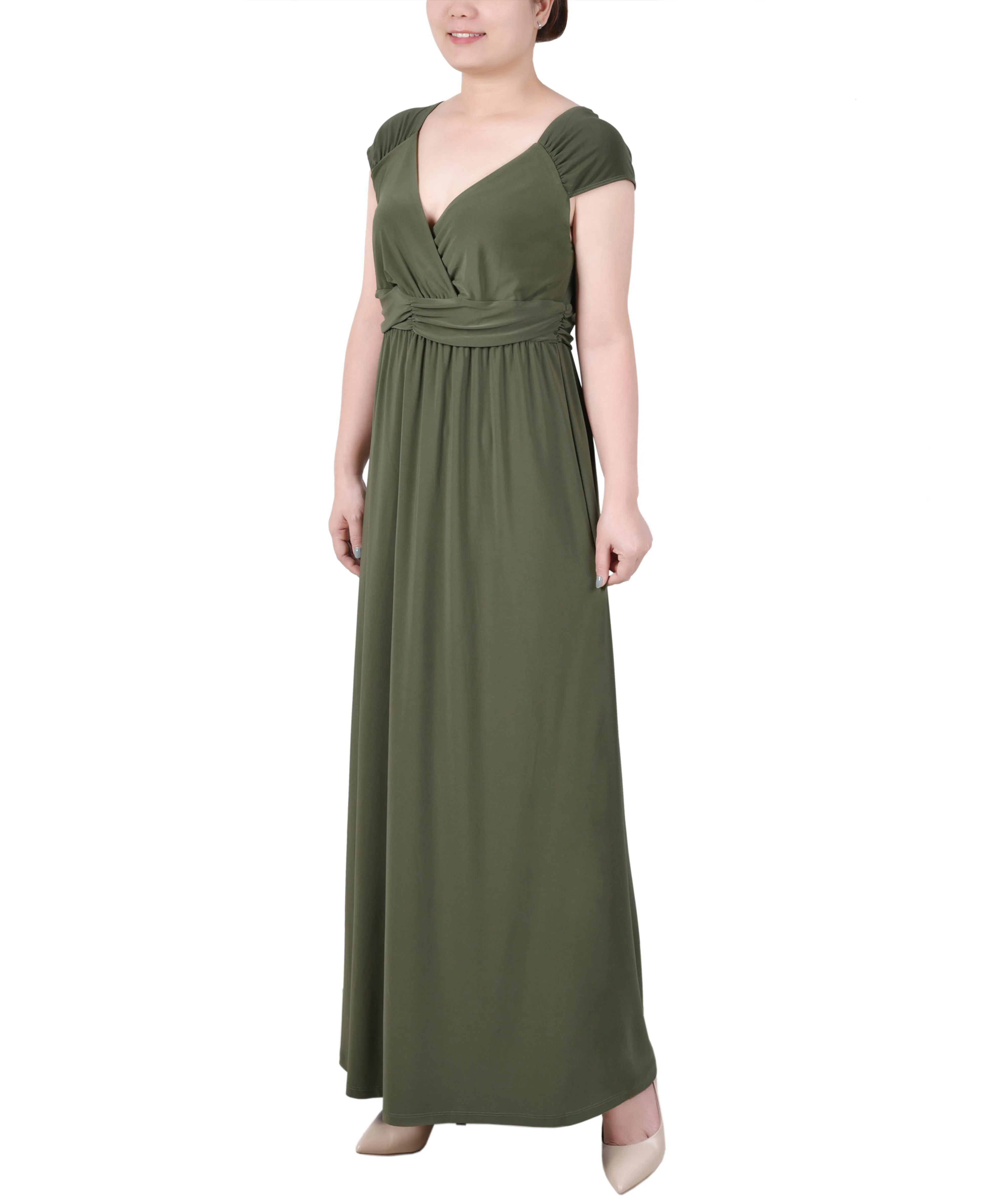 Ruched Empire-Waist Maxi Dress