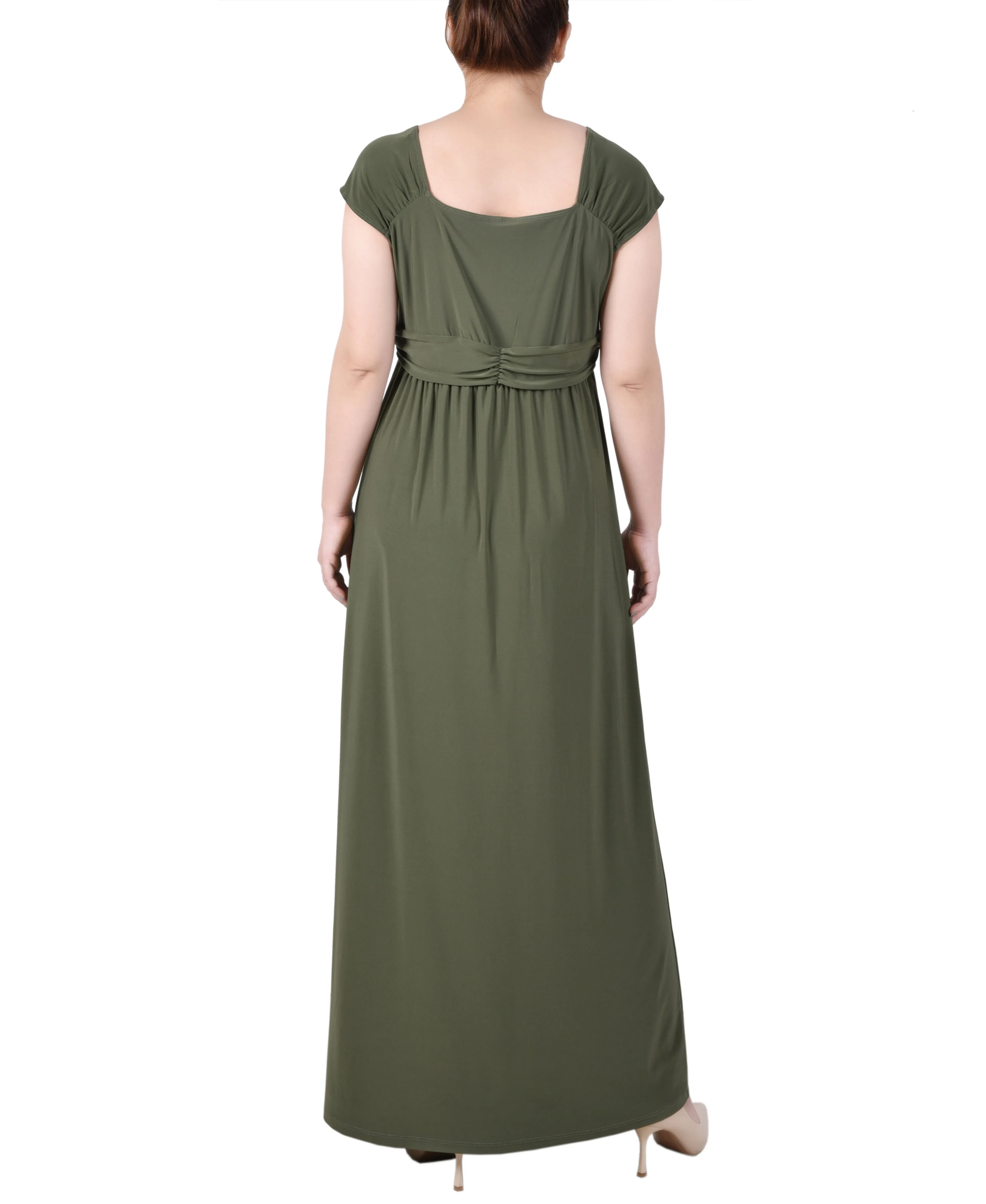 Ruched Empire-Waist Maxi Dress