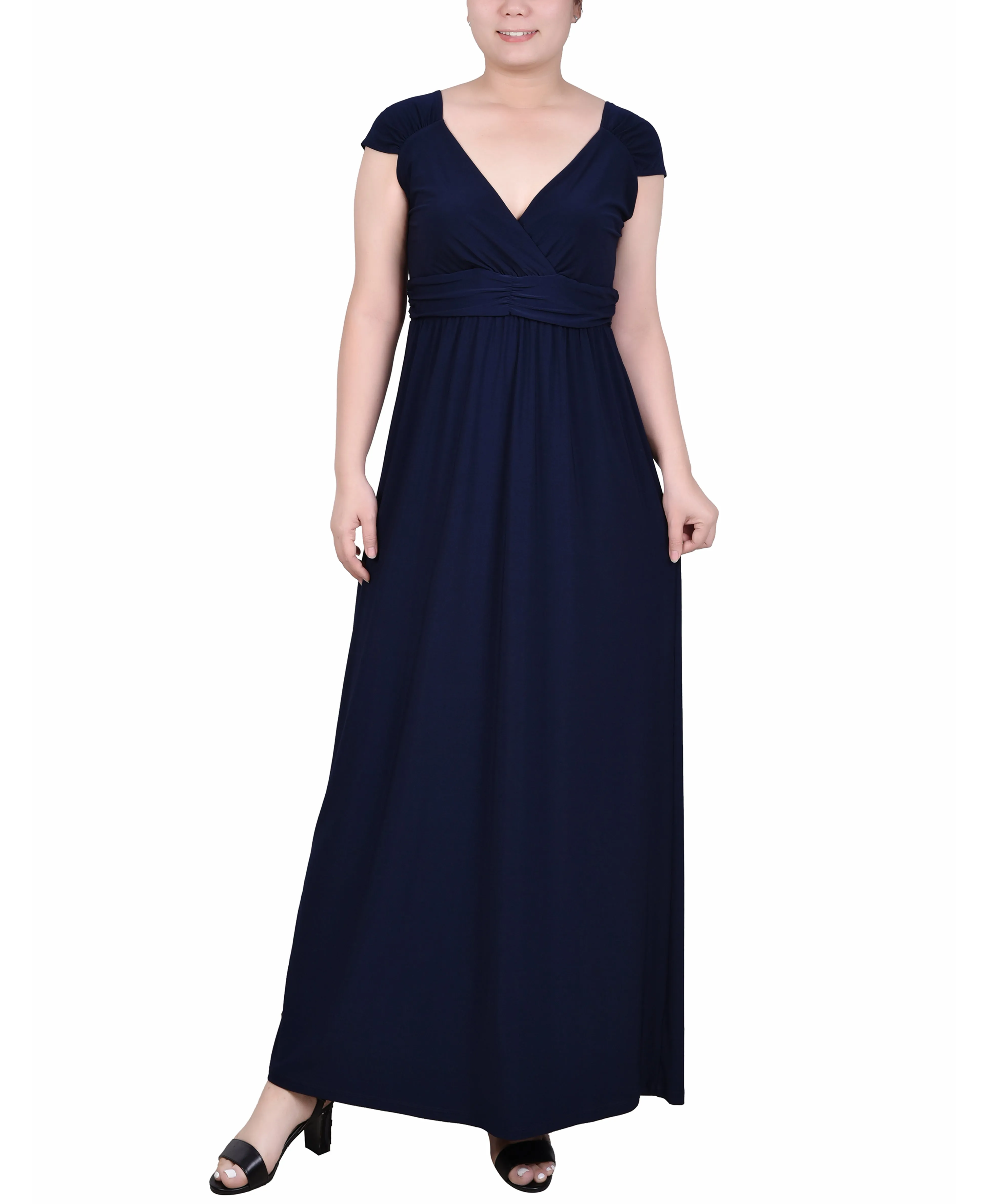 Ruched Empire-Waist Maxi Dress