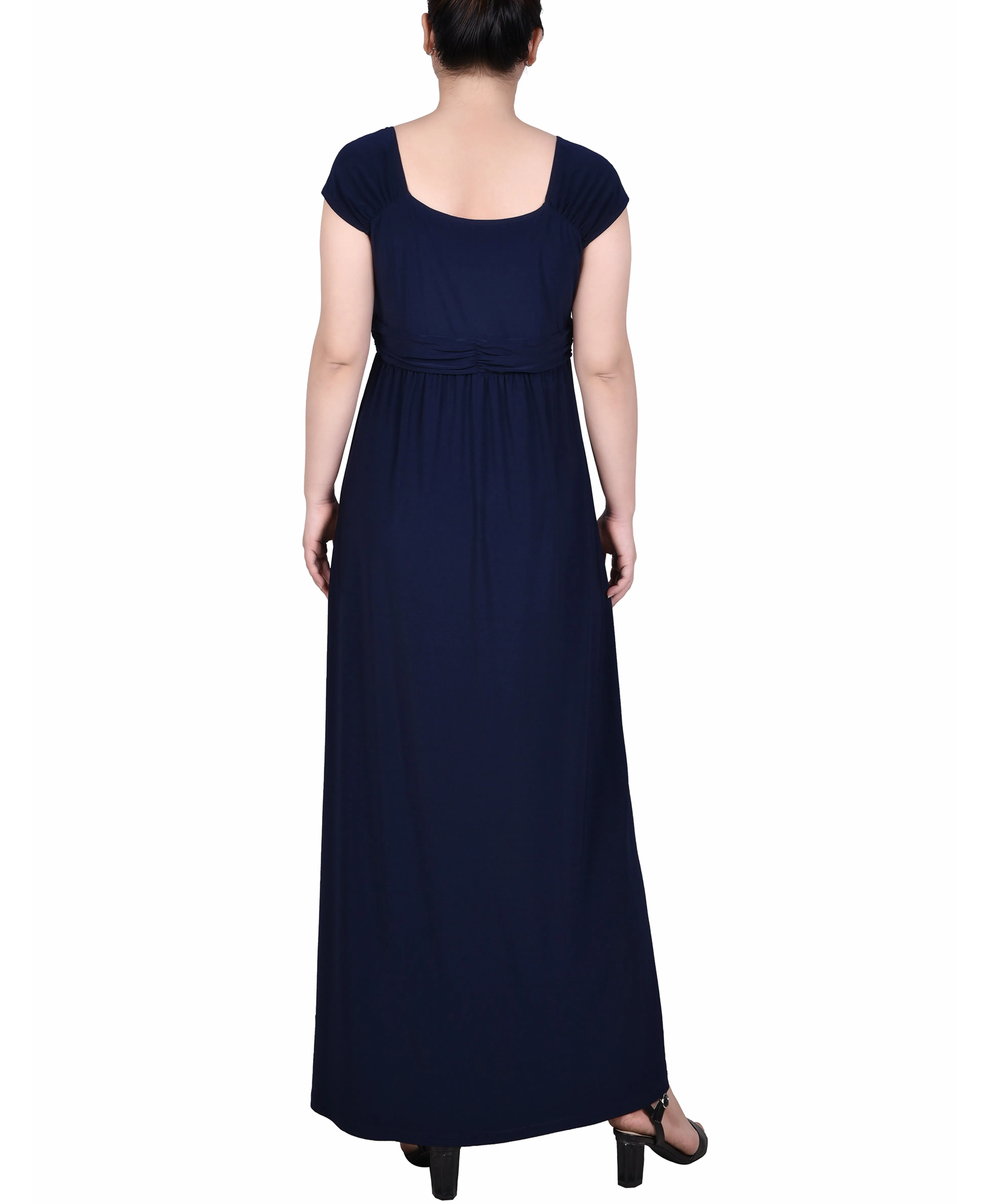 Ruched Empire-Waist Maxi Dress