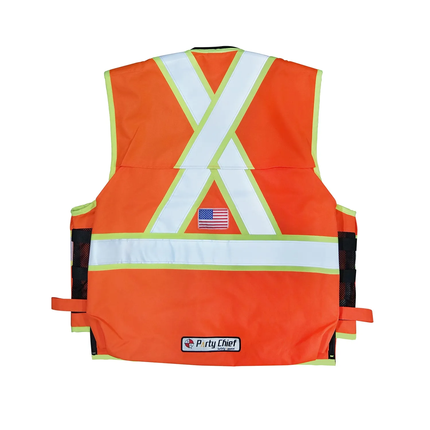 Safety Apparel Heavy Duty X-Back Party Chief Survey Vest, Class 2 - Orange