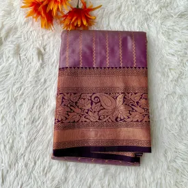Serene Symphony: Light Purple and Dark Purple Semi Silk Saree
