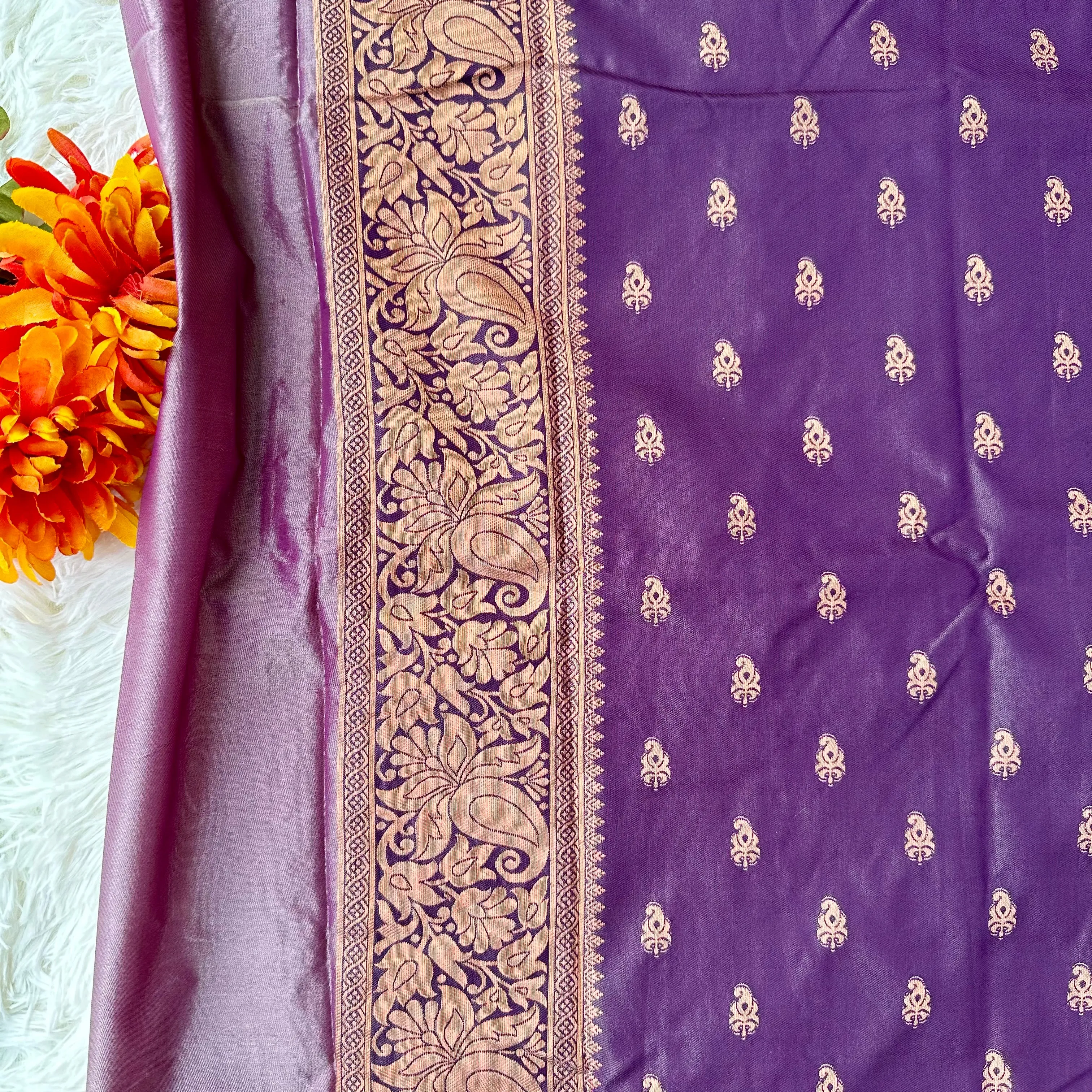 Serene Symphony: Light Purple and Dark Purple Semi Silk Saree