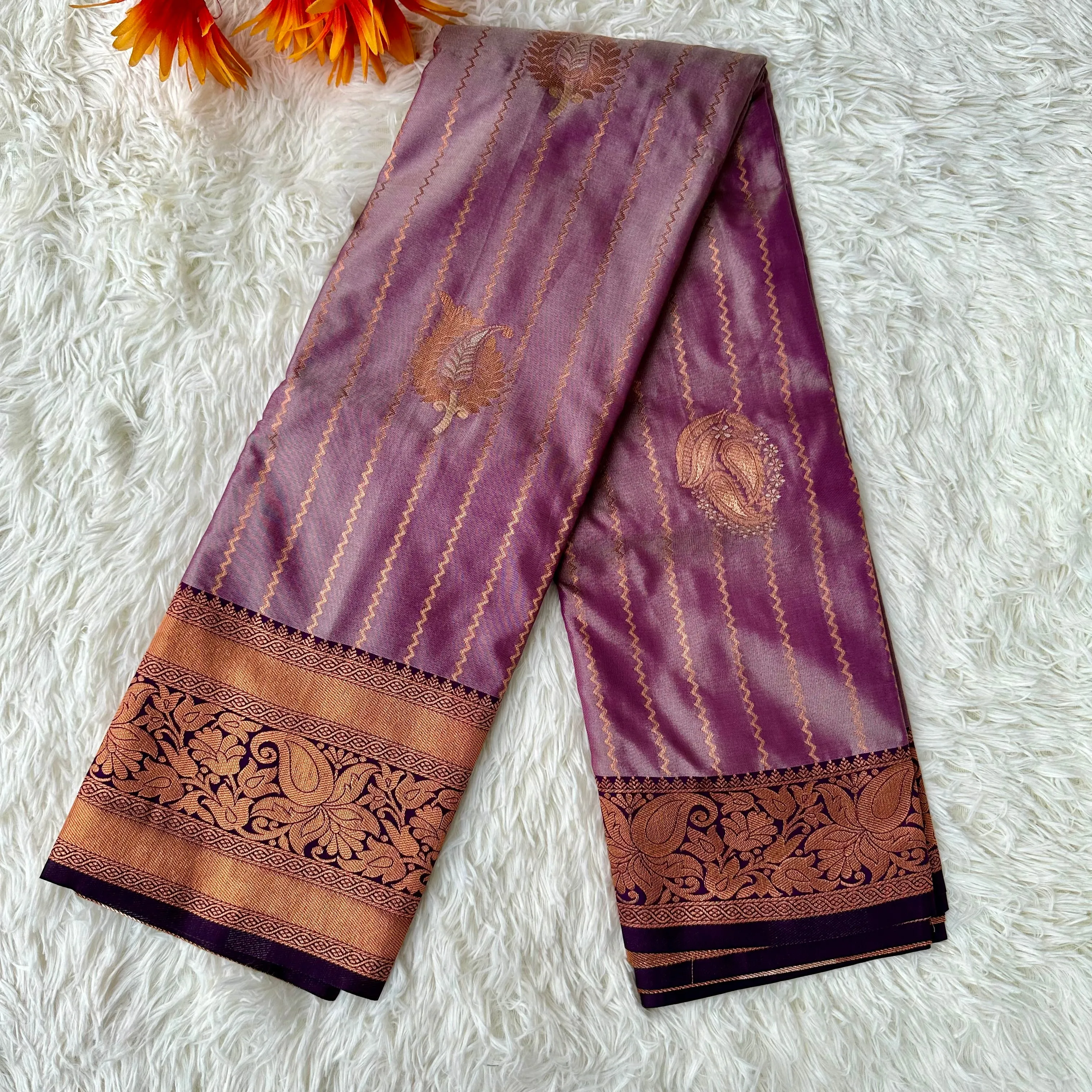Serene Symphony: Light Purple and Dark Purple Semi Silk Saree