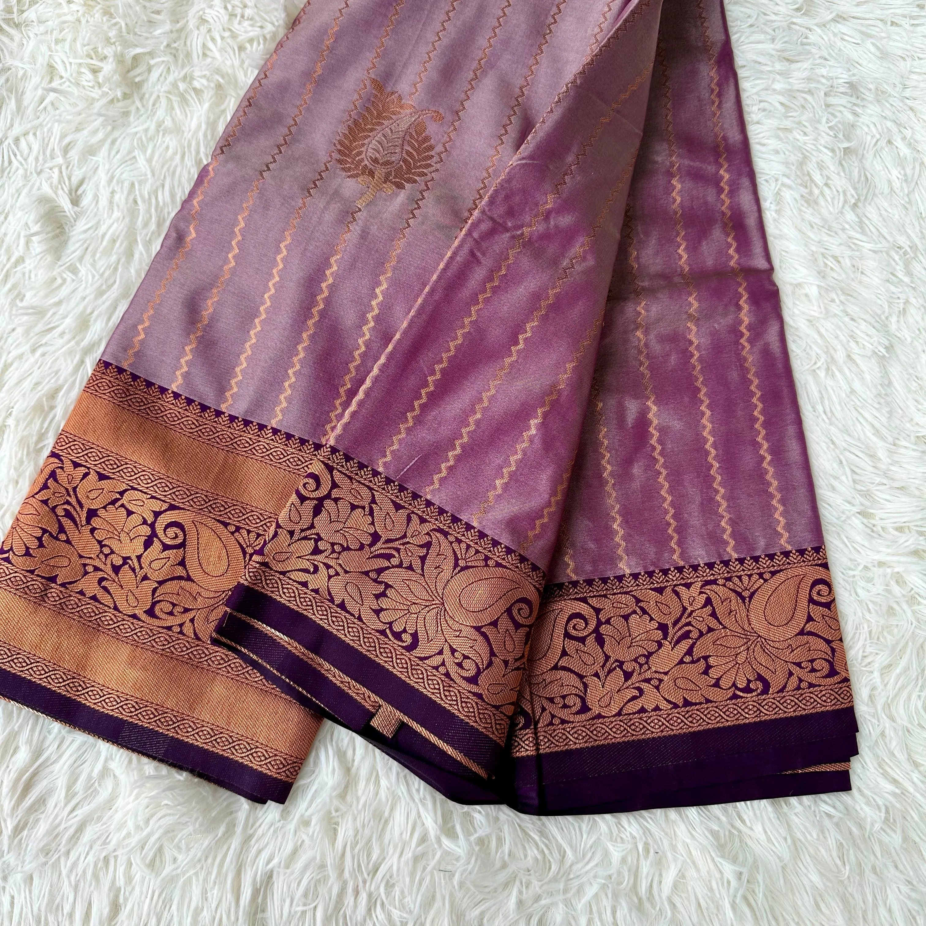 Serene Symphony: Light Purple and Dark Purple Semi Silk Saree