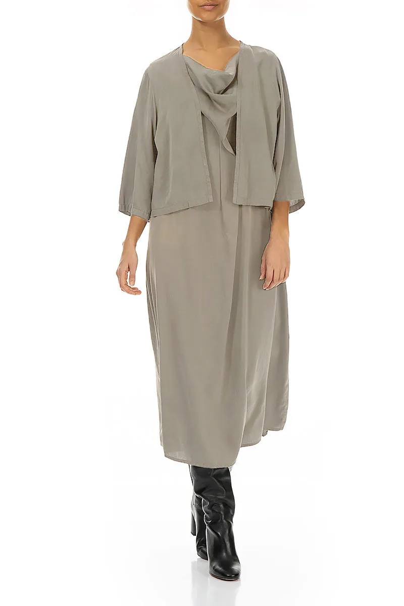 Short Open Type Silver Sage Silk Jacket