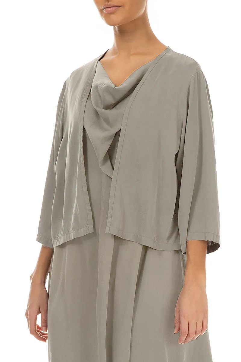 Short Open Type Silver Sage Silk Jacket