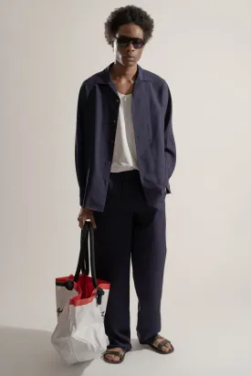 Silk Overshirt in Navy