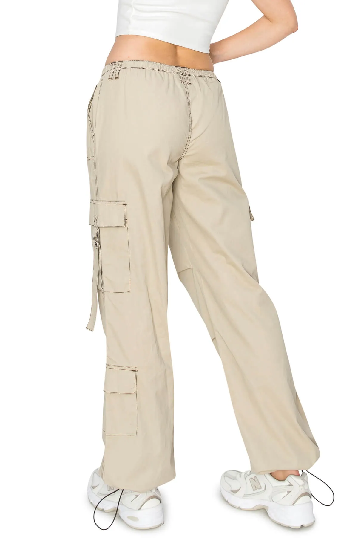 Strappy Parachute Pants - Khaki