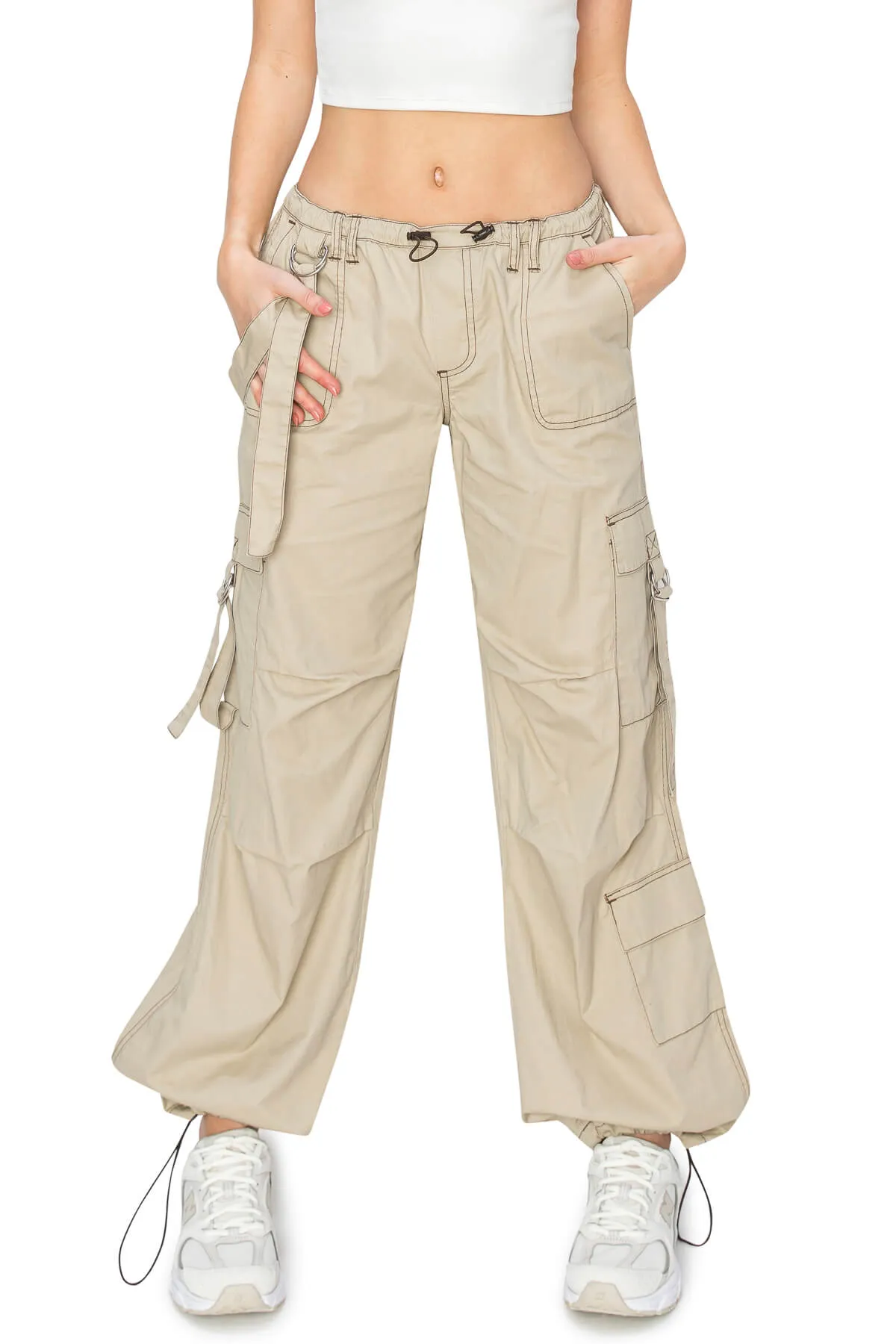 Strappy Parachute Pants - Khaki