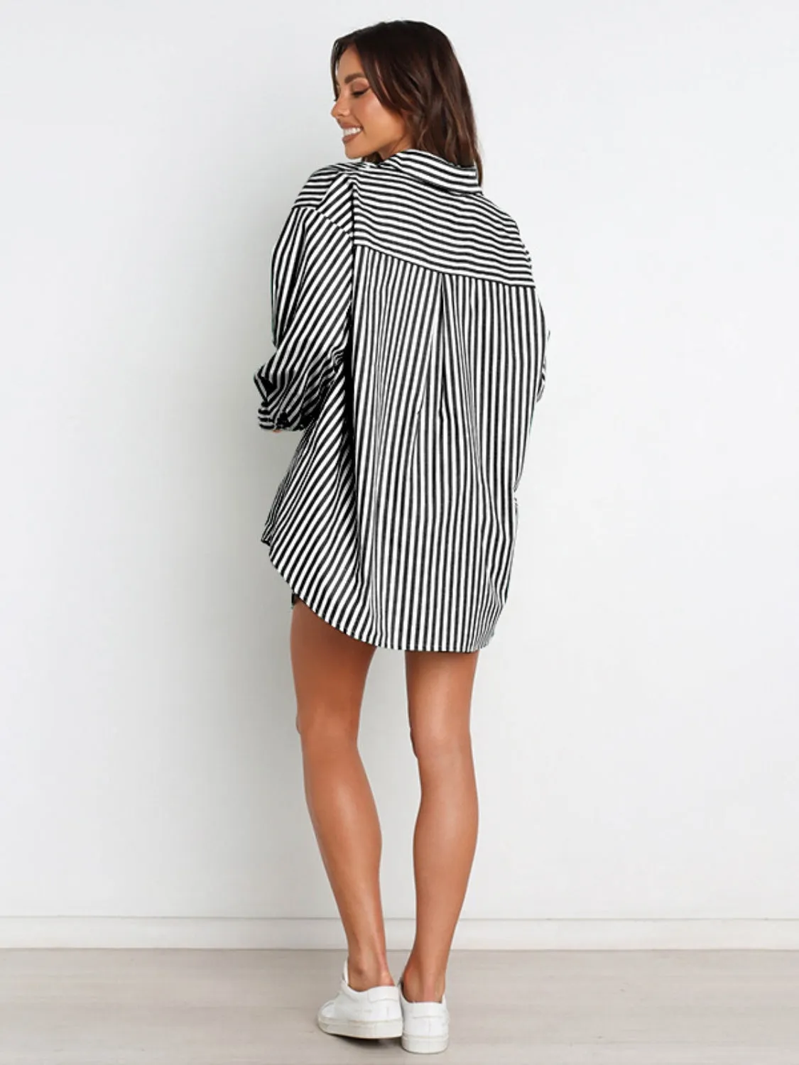Striped Dropped Shoulder Shirt and Shorts Set