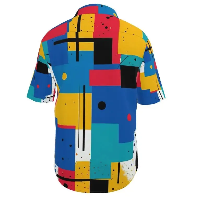 Throwback Abstract Button Down Short Sleeve Shirt