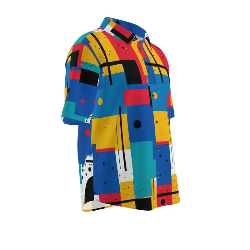 Throwback Abstract Button Down Short Sleeve Shirt