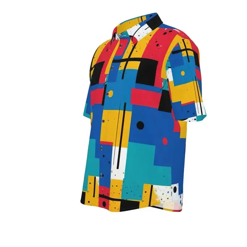 Throwback Abstract Button Down Short Sleeve Shirt
