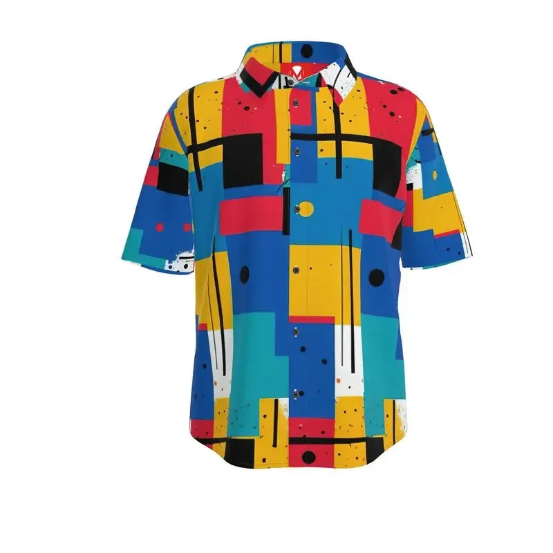 Throwback Abstract Button Down Short Sleeve Shirt
